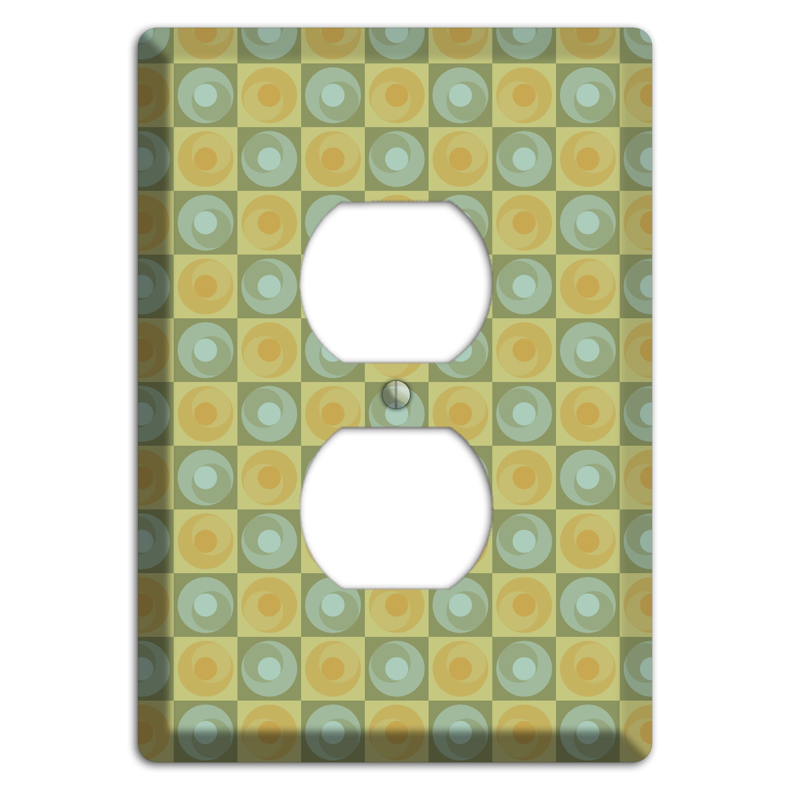 Green and Yellow Squares Duplex Outlet Wallplate