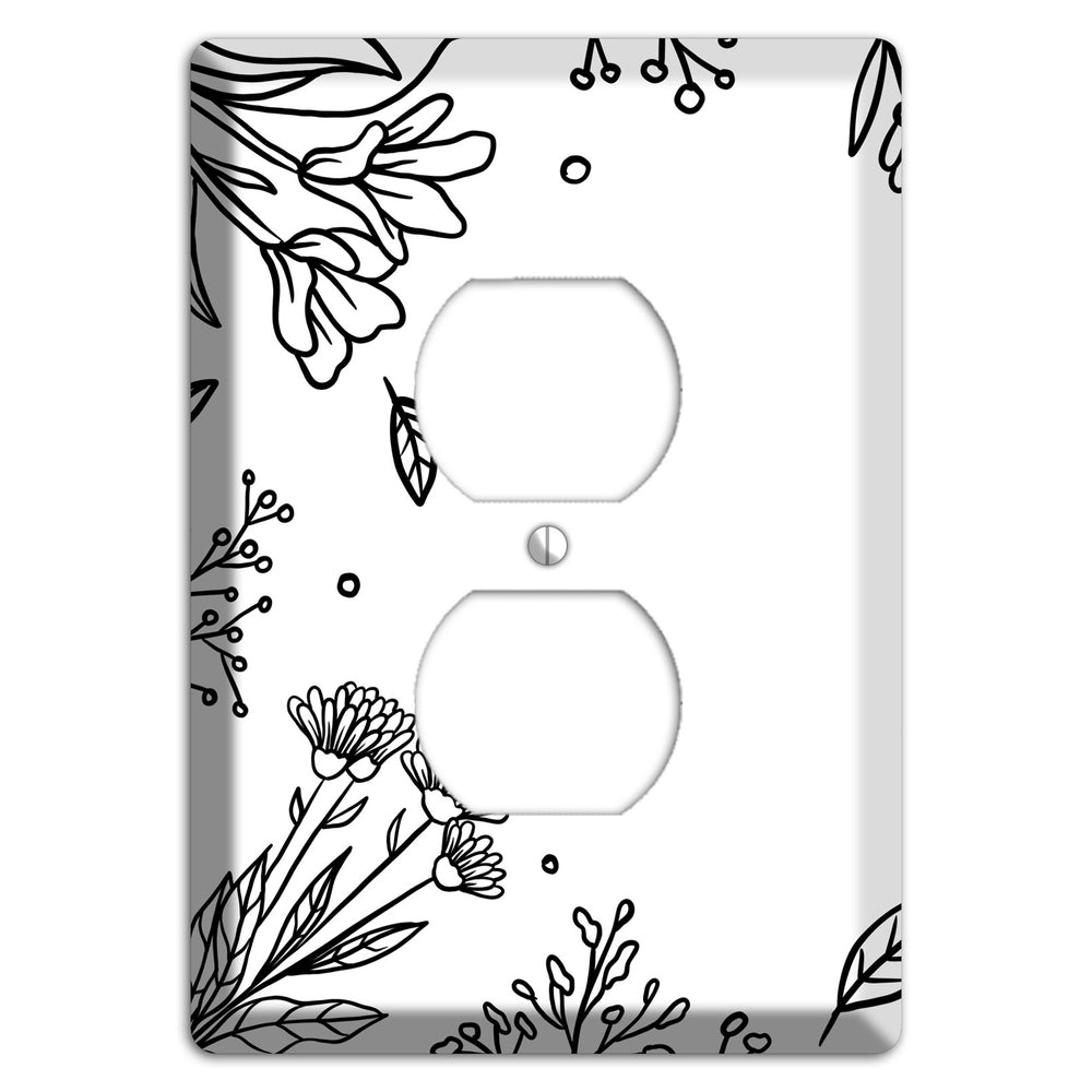 Hand-Drawn Floral 30 Duplex Outlet Wallplate