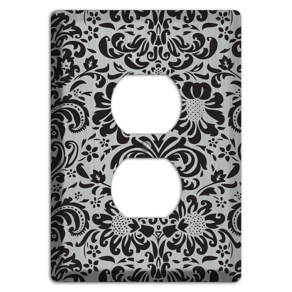 Black Toile Stainless Steel Duplex Outlet Wallplate