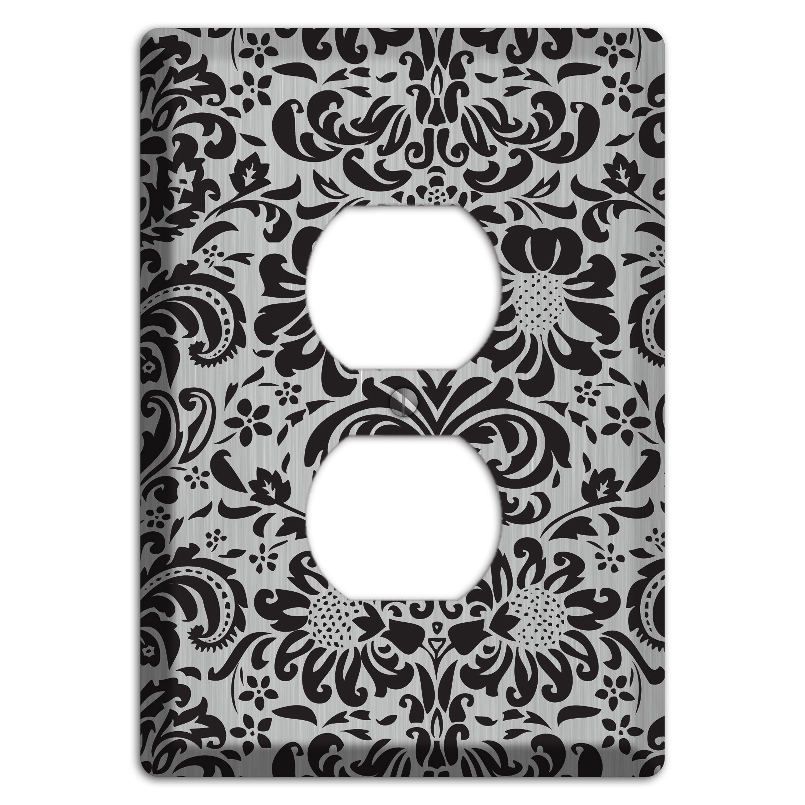 Black Toile  Stainless Duplex Outlet Wallplate