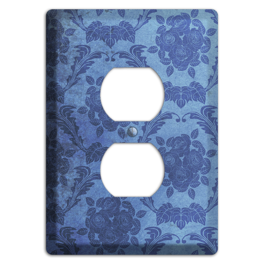 Polo Blue Vintage Rose Damask Duplex Outlet Wallplate
