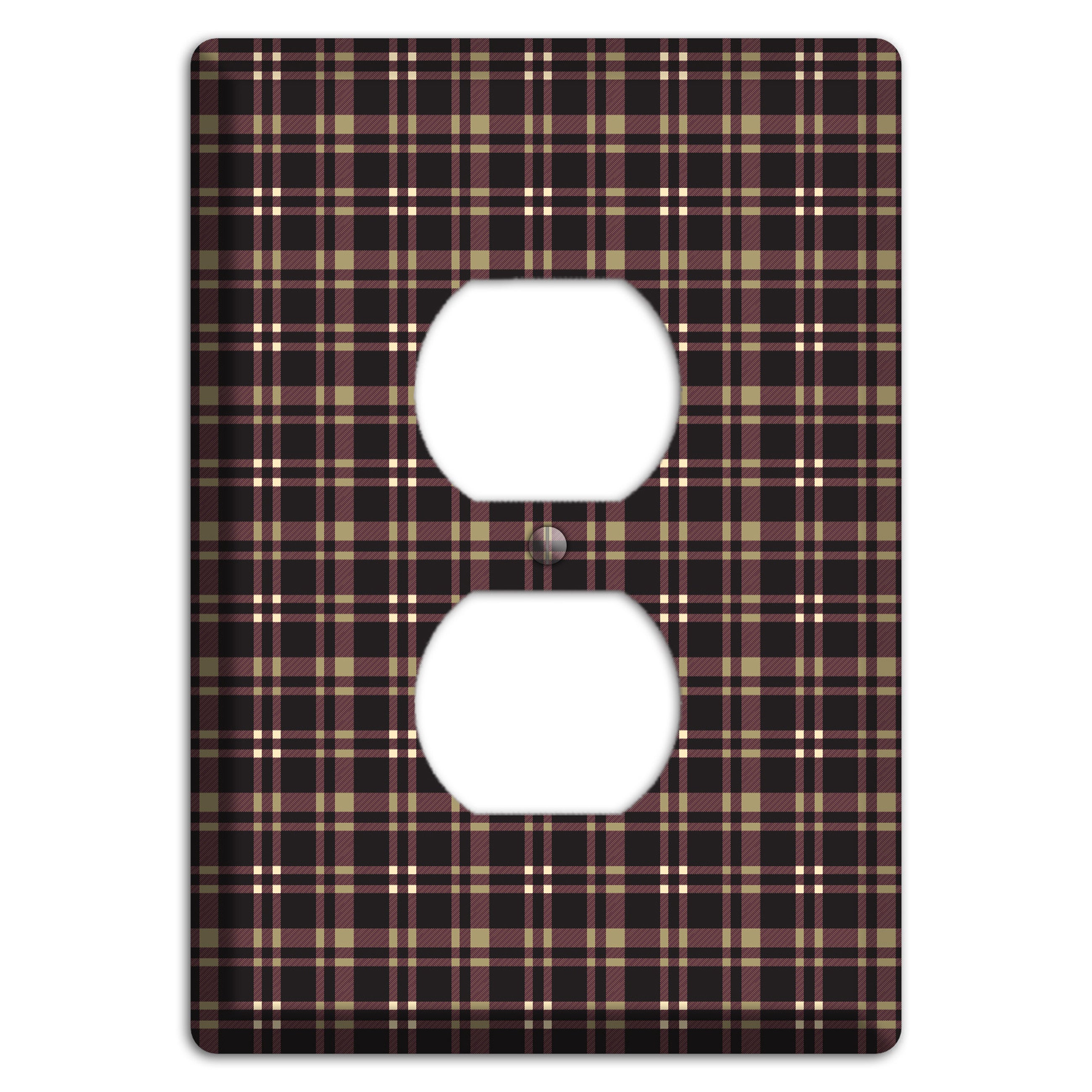 Dark Brown Plaid Duplex Outlet Wallplate