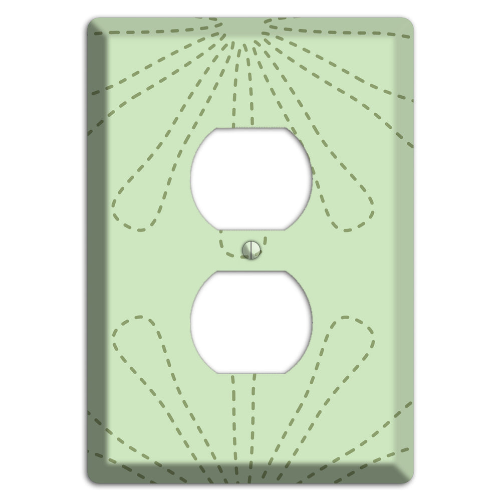 Sage Retro Stipple Floral Contour Duplex Outlet Wallplate