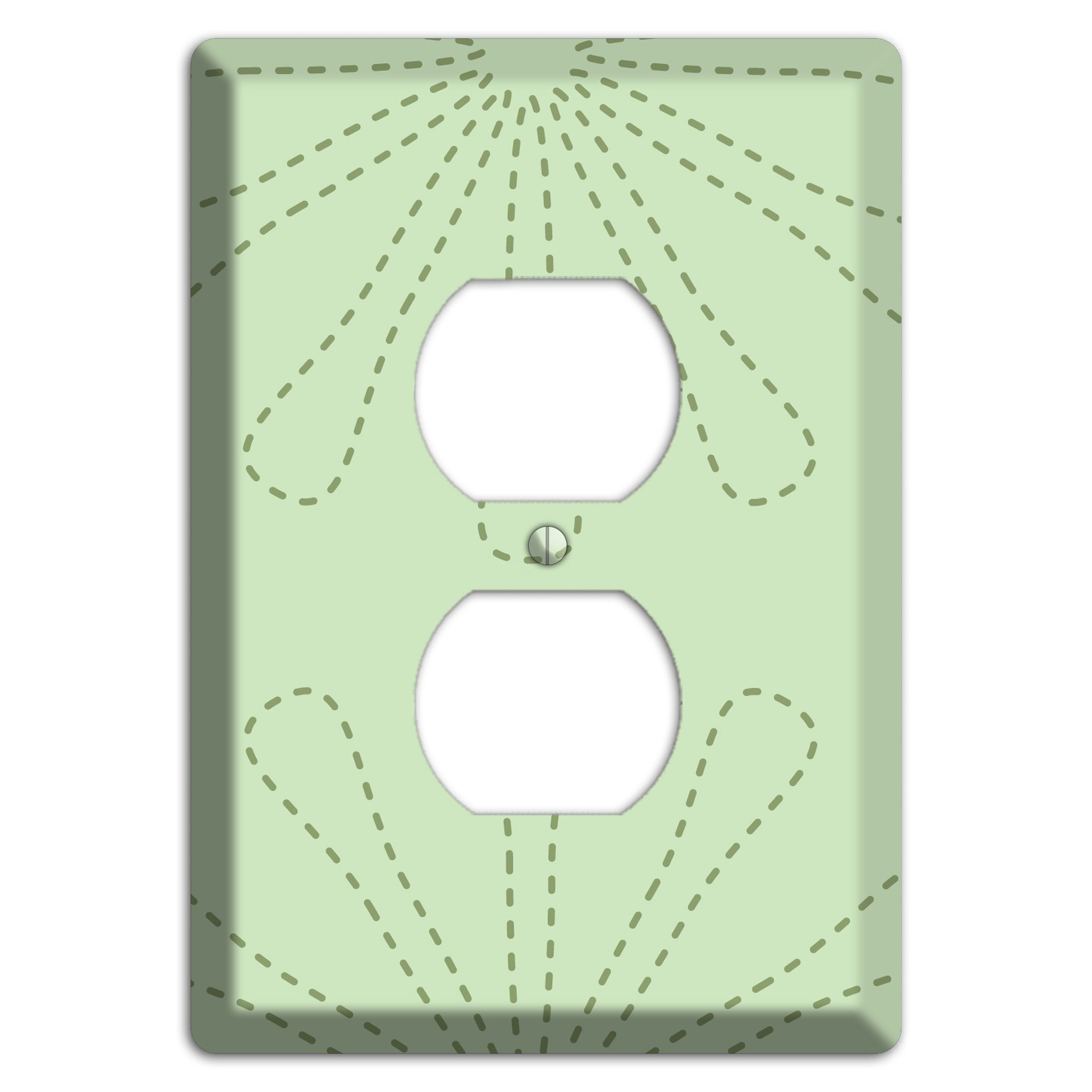 Sage Retro Stipple Floral Contour Duplex Outlet Wallplate