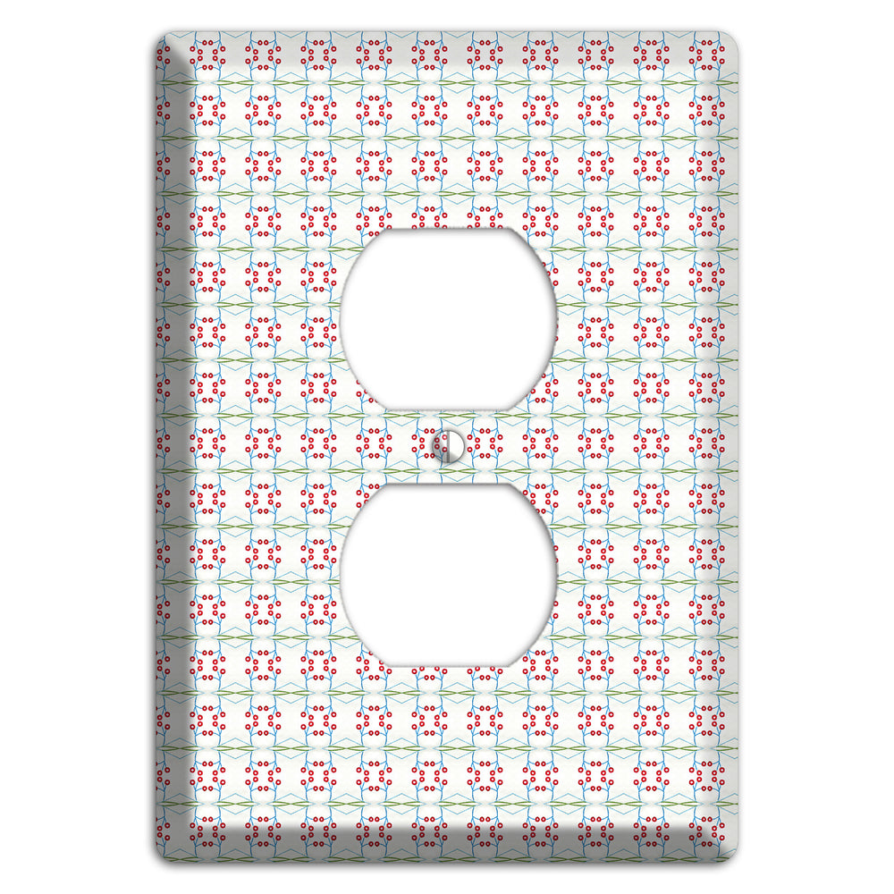White with Red and Green Tapestry Duplex Outlet Wallplate