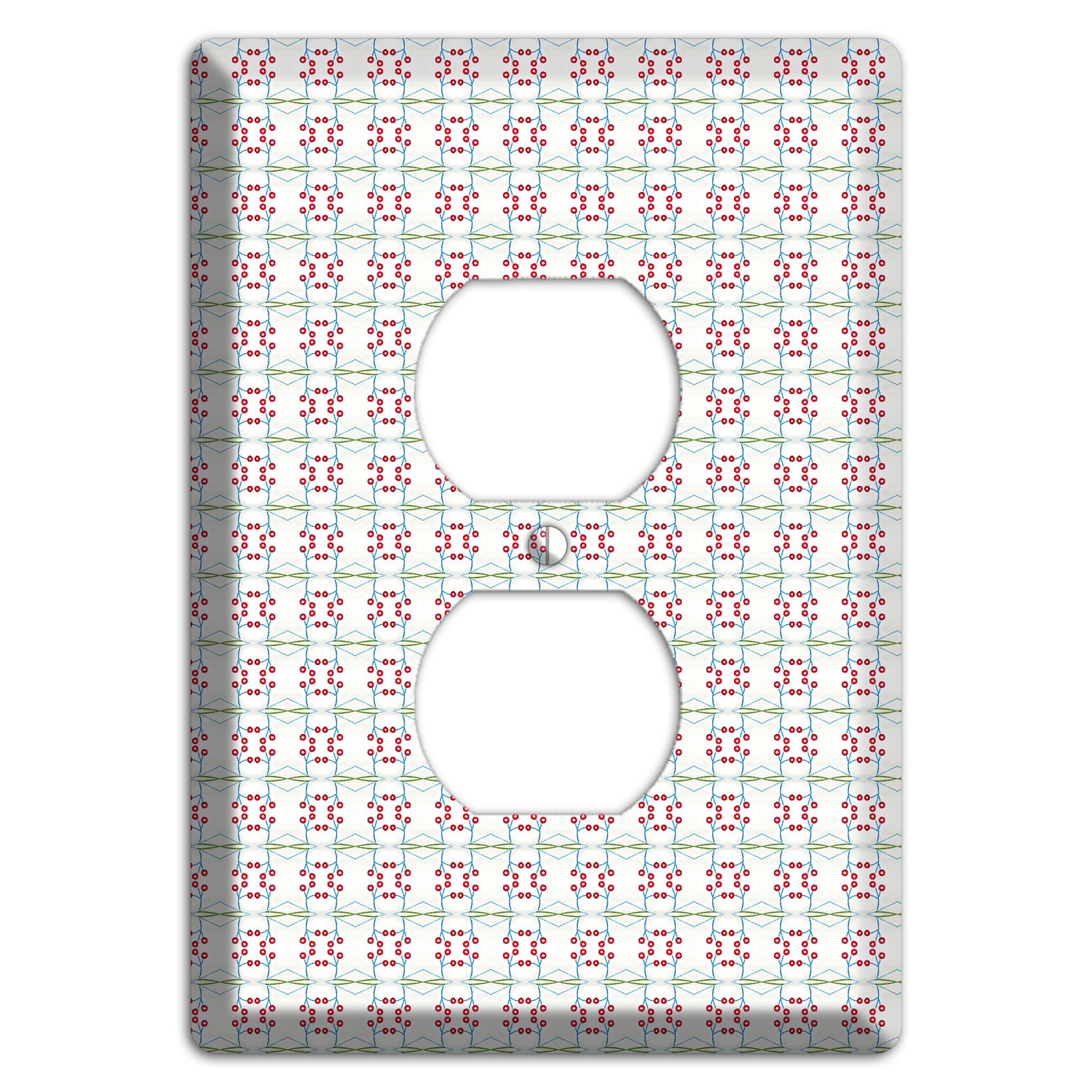 White with Red and Green Tapestry Duplex Outlet Wallplate