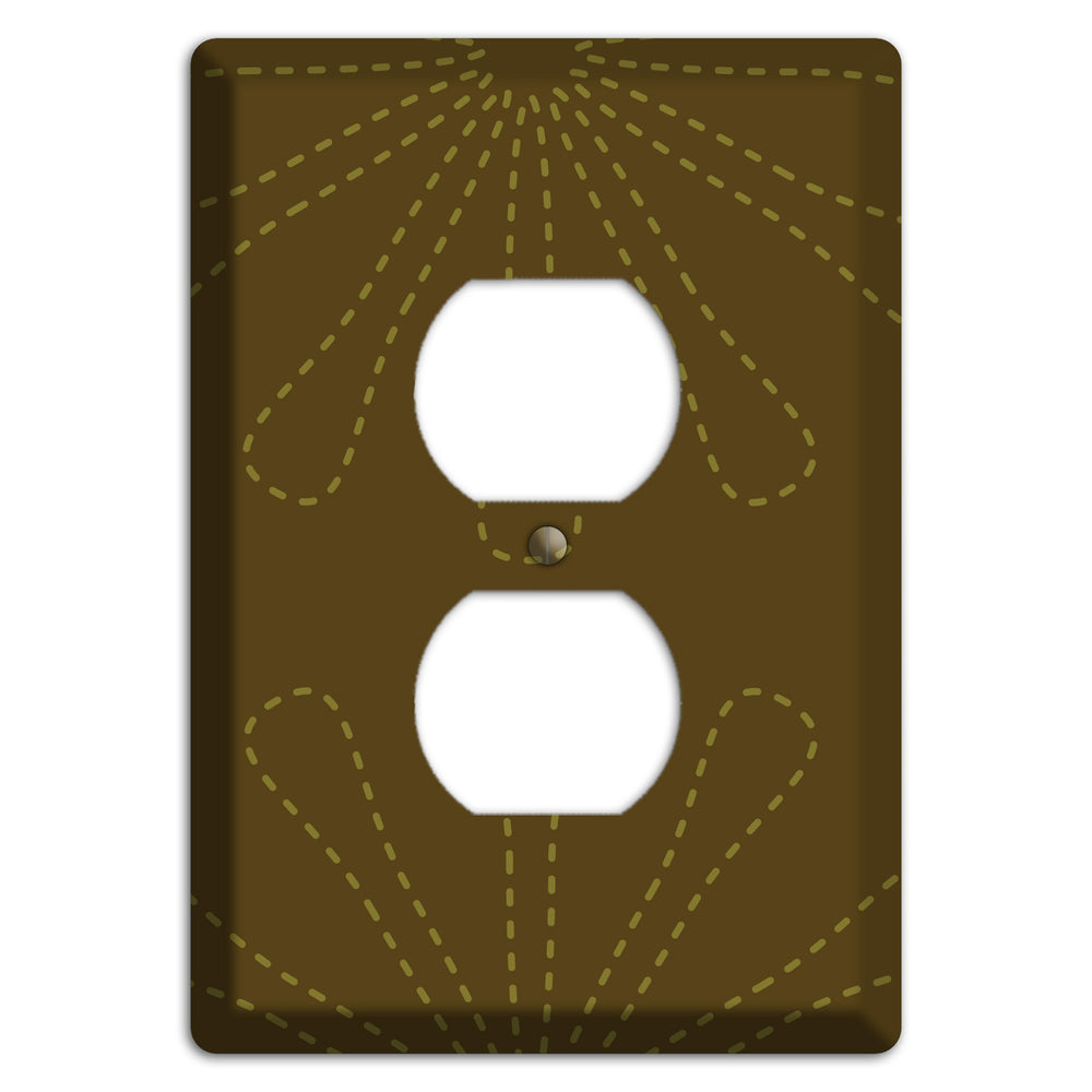 Brown Retro Stipple Floral Contour Duplex Outlet Wallplate