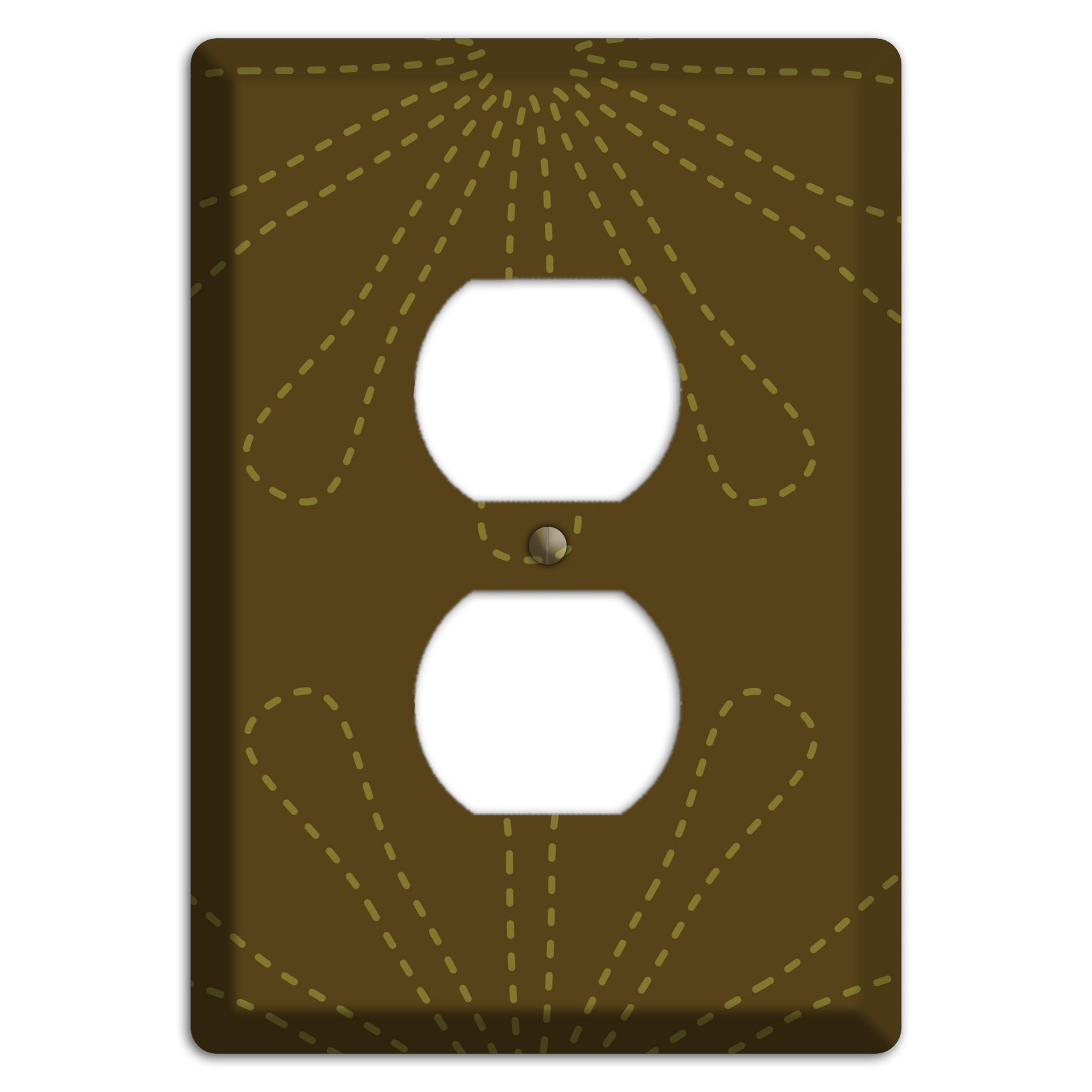 Brown Retro Stipple Floral Contour Duplex Outlet Wallplate