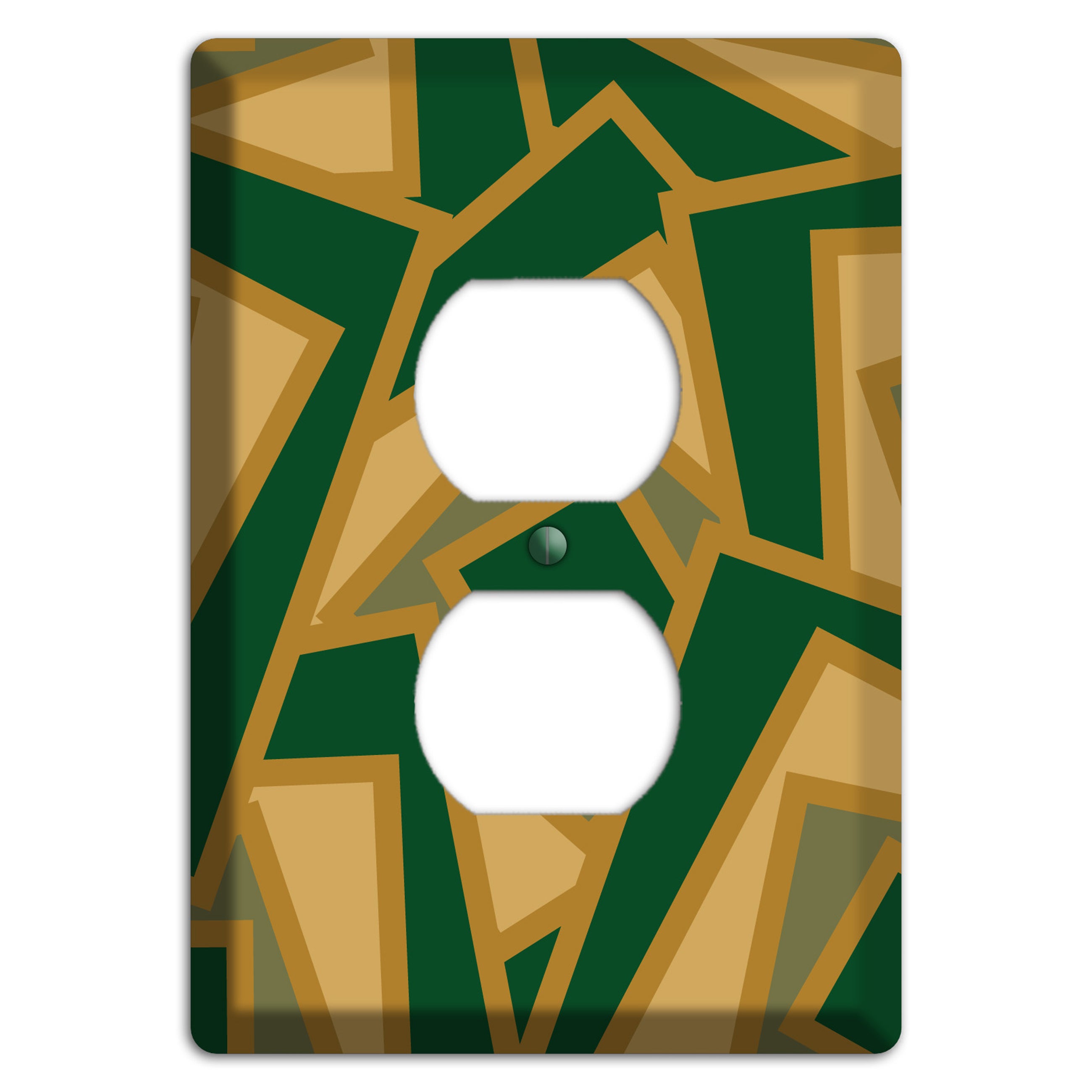 Green and Beige Retro Cubist Duplex Outlet Wallplate