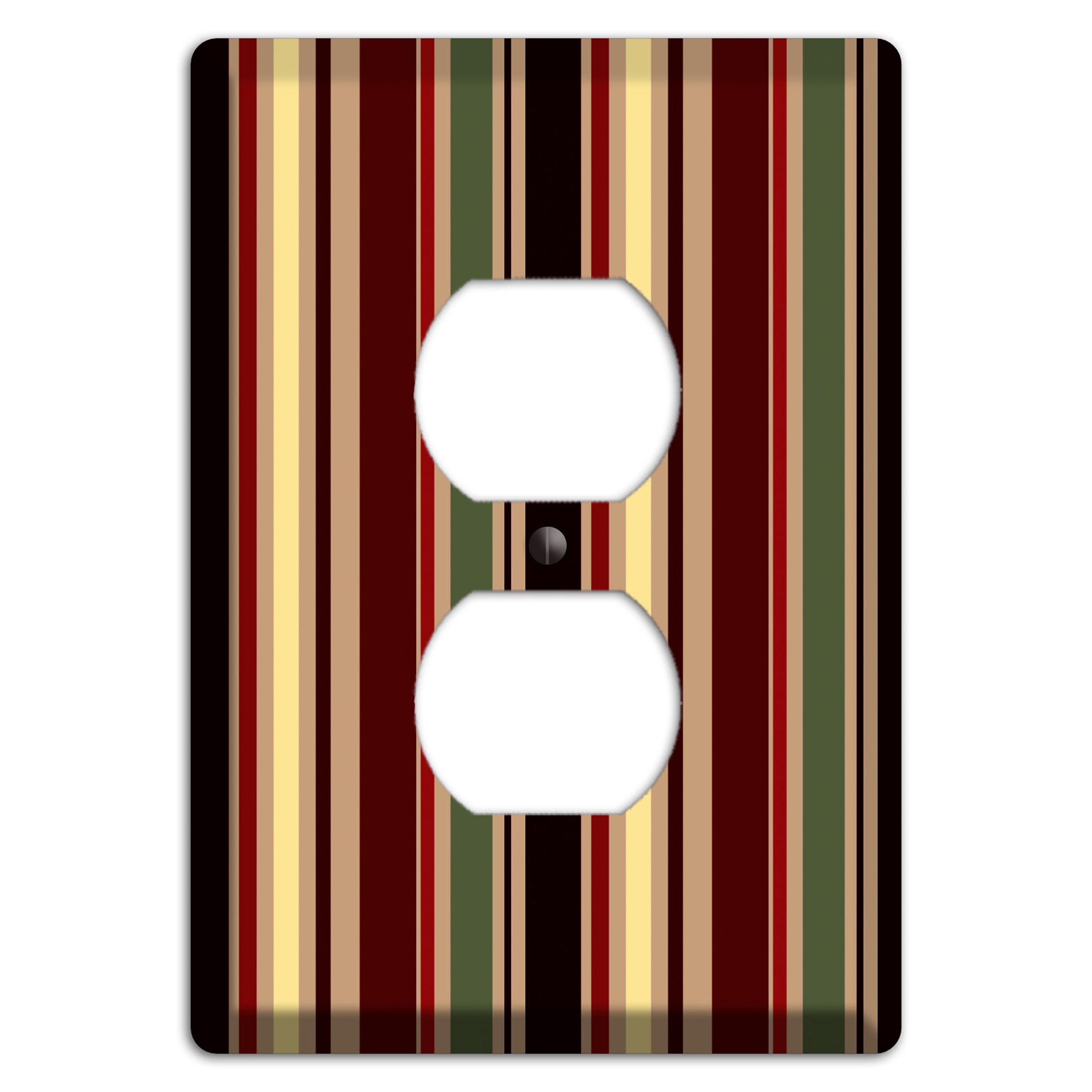 Multi olive and Burgundy Vertical Stripes Duplex Outlet Wallplate