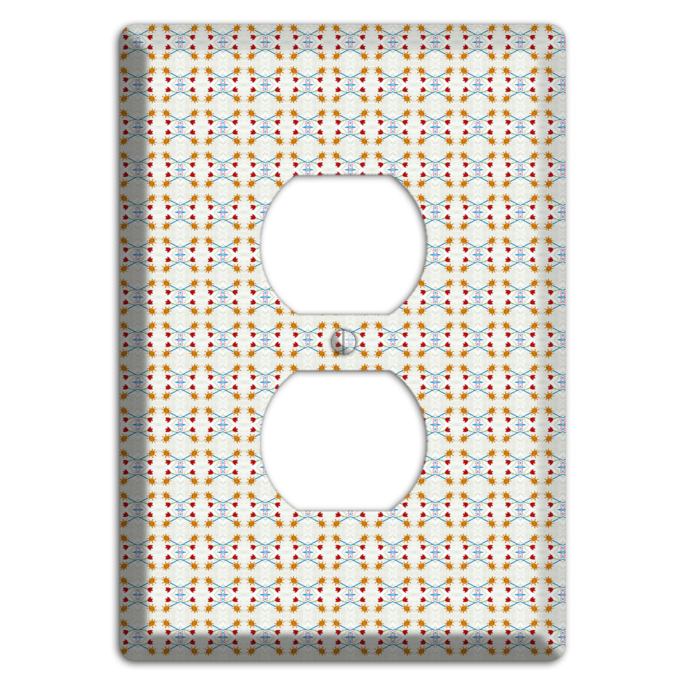 Off White Red Blue Retro Arabesque Duplex Outlet Wallplate