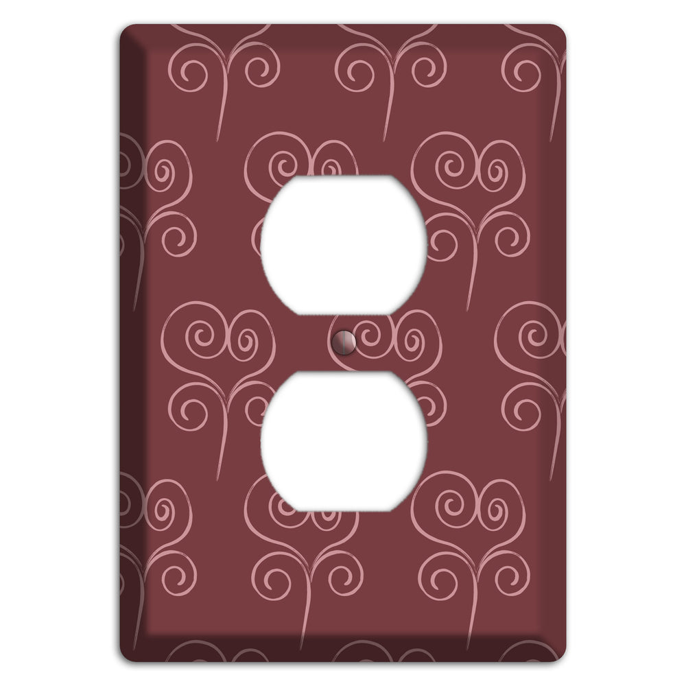 Maroon Scroll Heart Duplex Outlet Wallplate