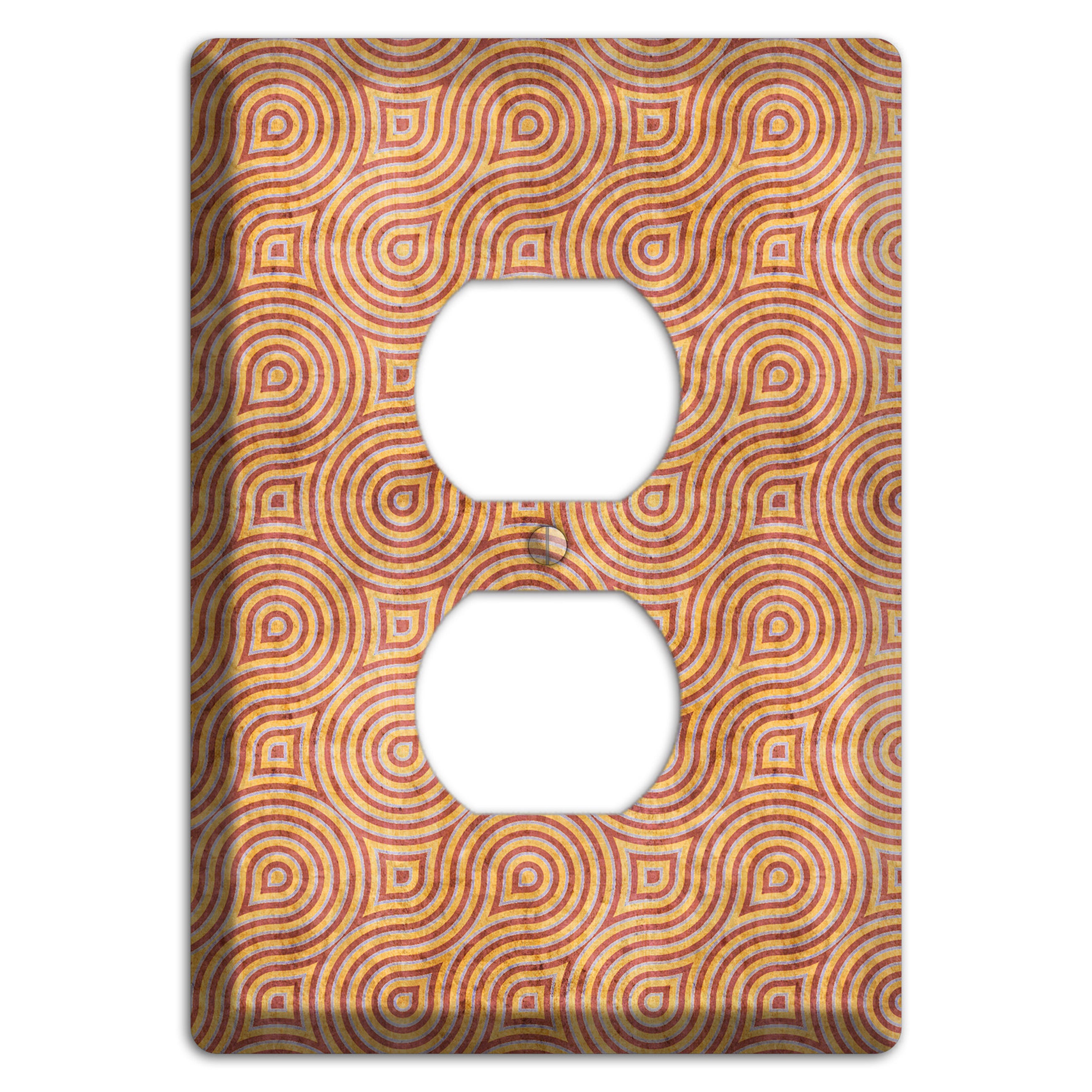 Beige and Red Swirl Duplex Outlet Wallplate