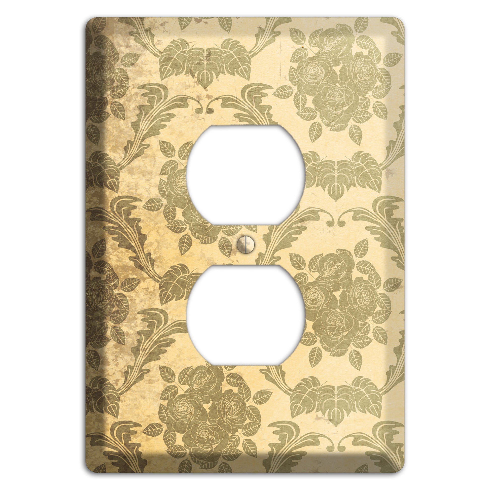 Straw Vintage Rose Damask Duplex Outlet Wallplate