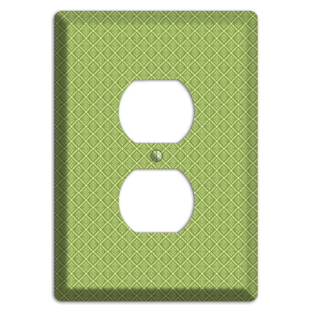 Small Green Damask Diamonds Duplex Outlet Wallplate