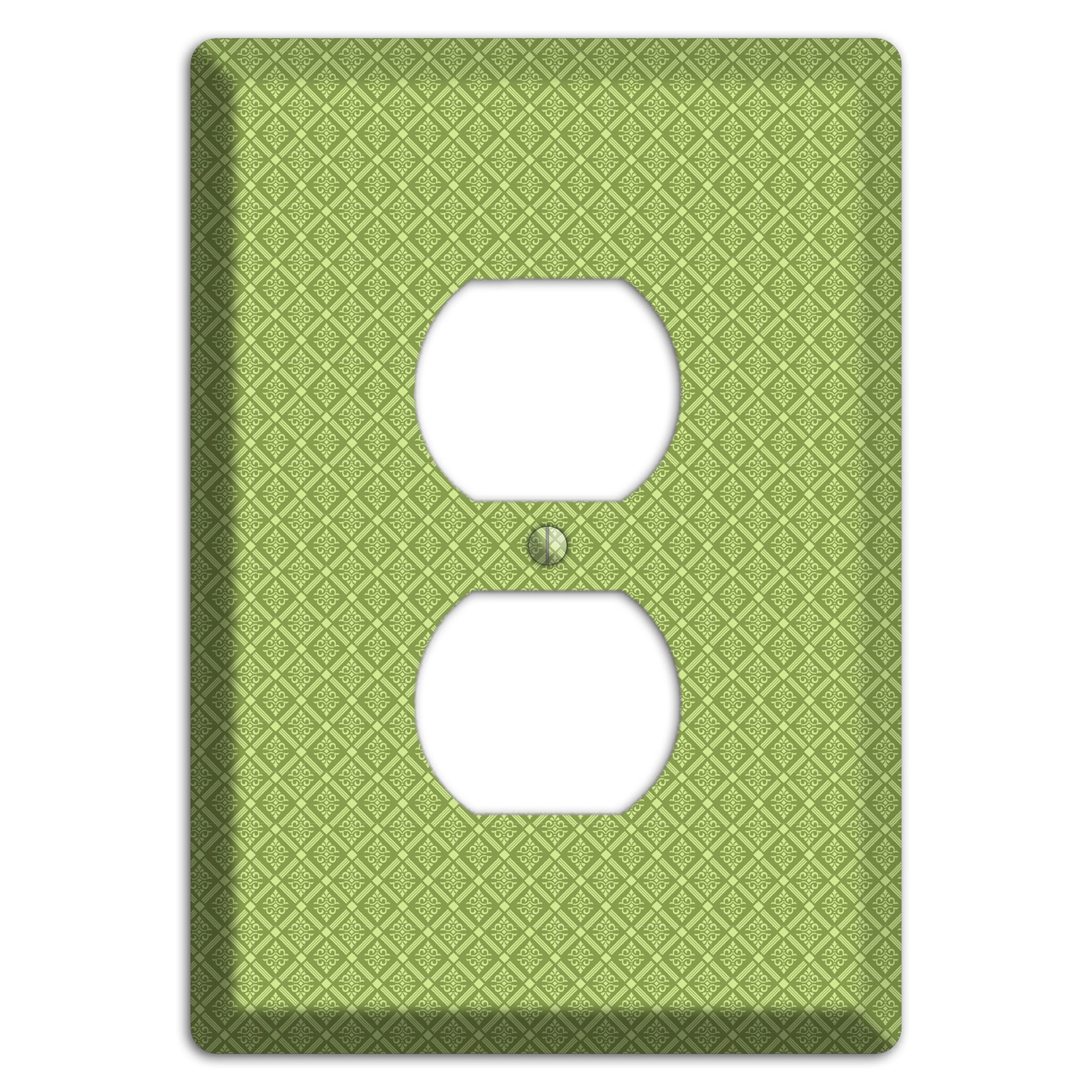 Small Green Damask Diamonds Duplex Outlet Wallplate