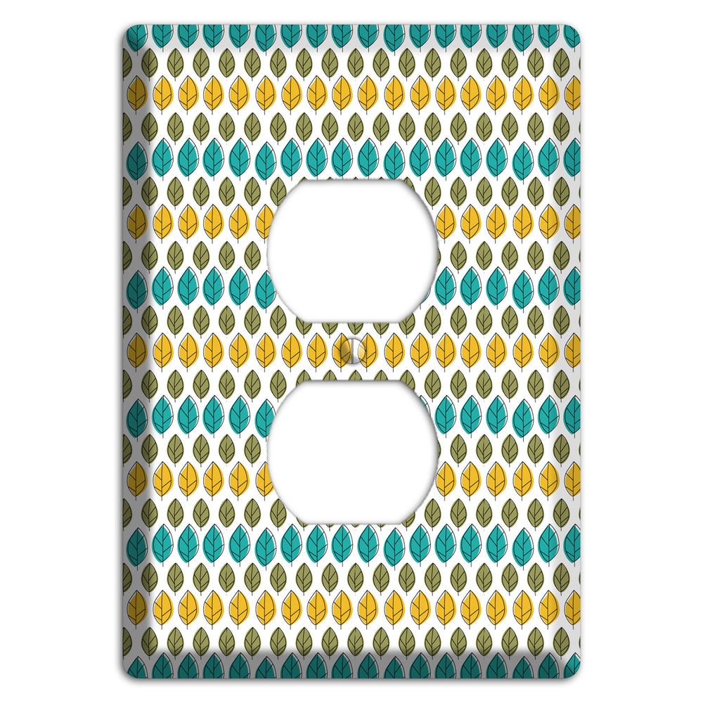 Turquoise Multi Olive Leaf Contour Duplex Outlet Wallplate