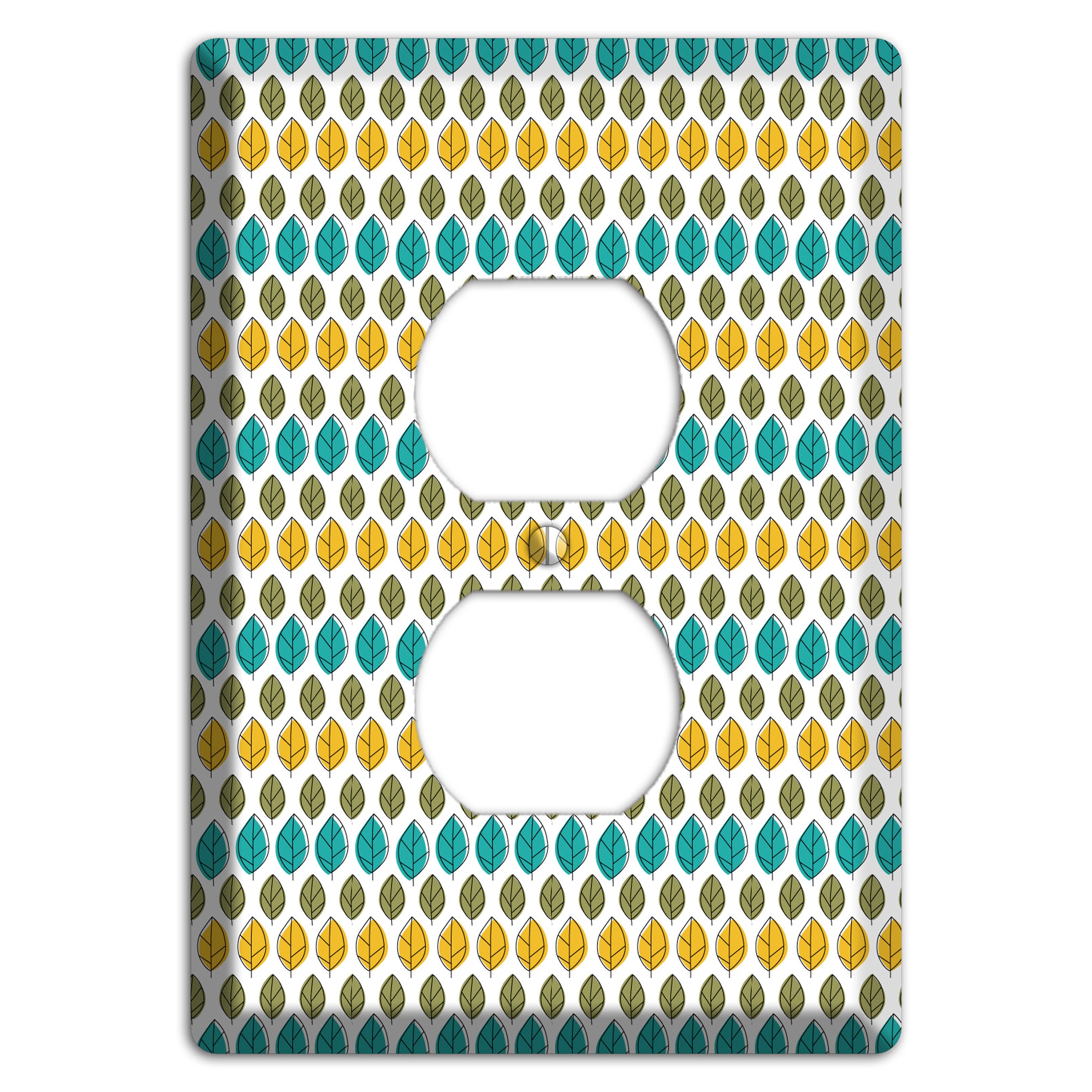 Turquoise Multi Olive Leaf Contour Duplex Outlet Wallplate