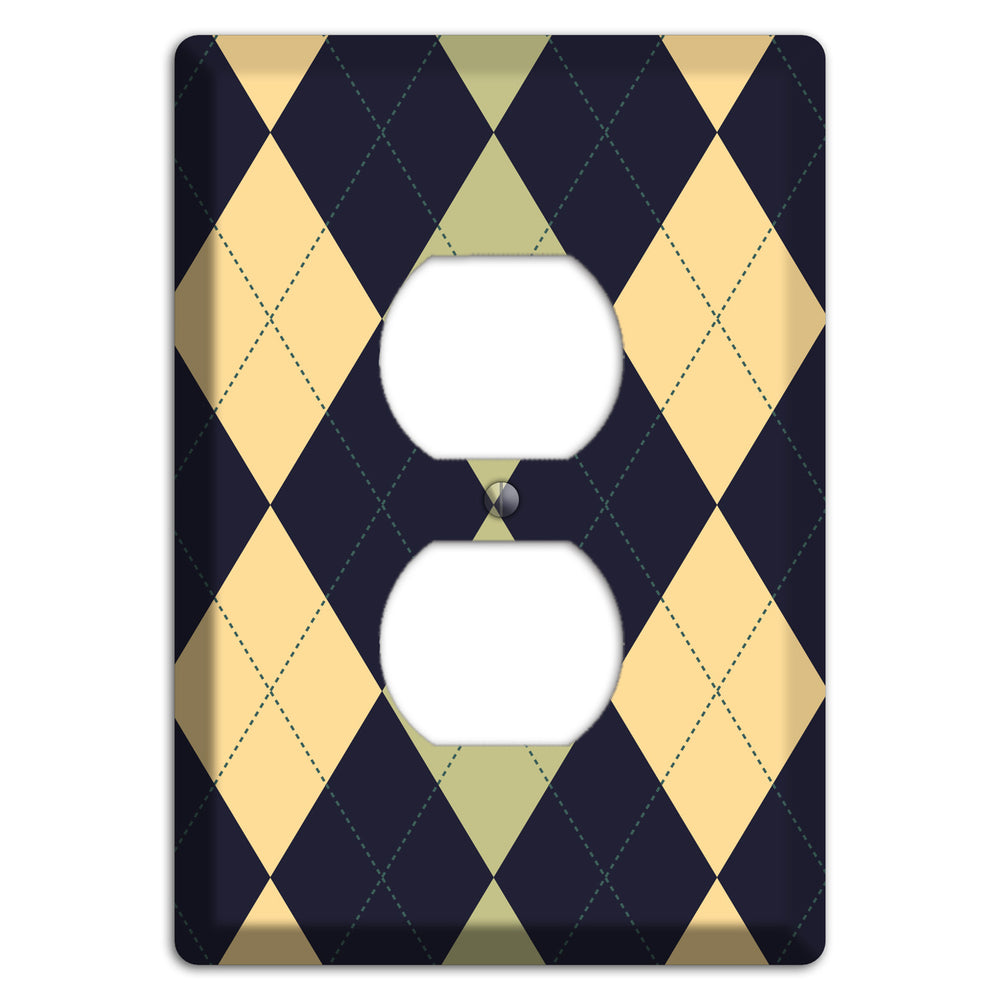 Yellow and Tan Argyle Duplex Outlet Wallplate