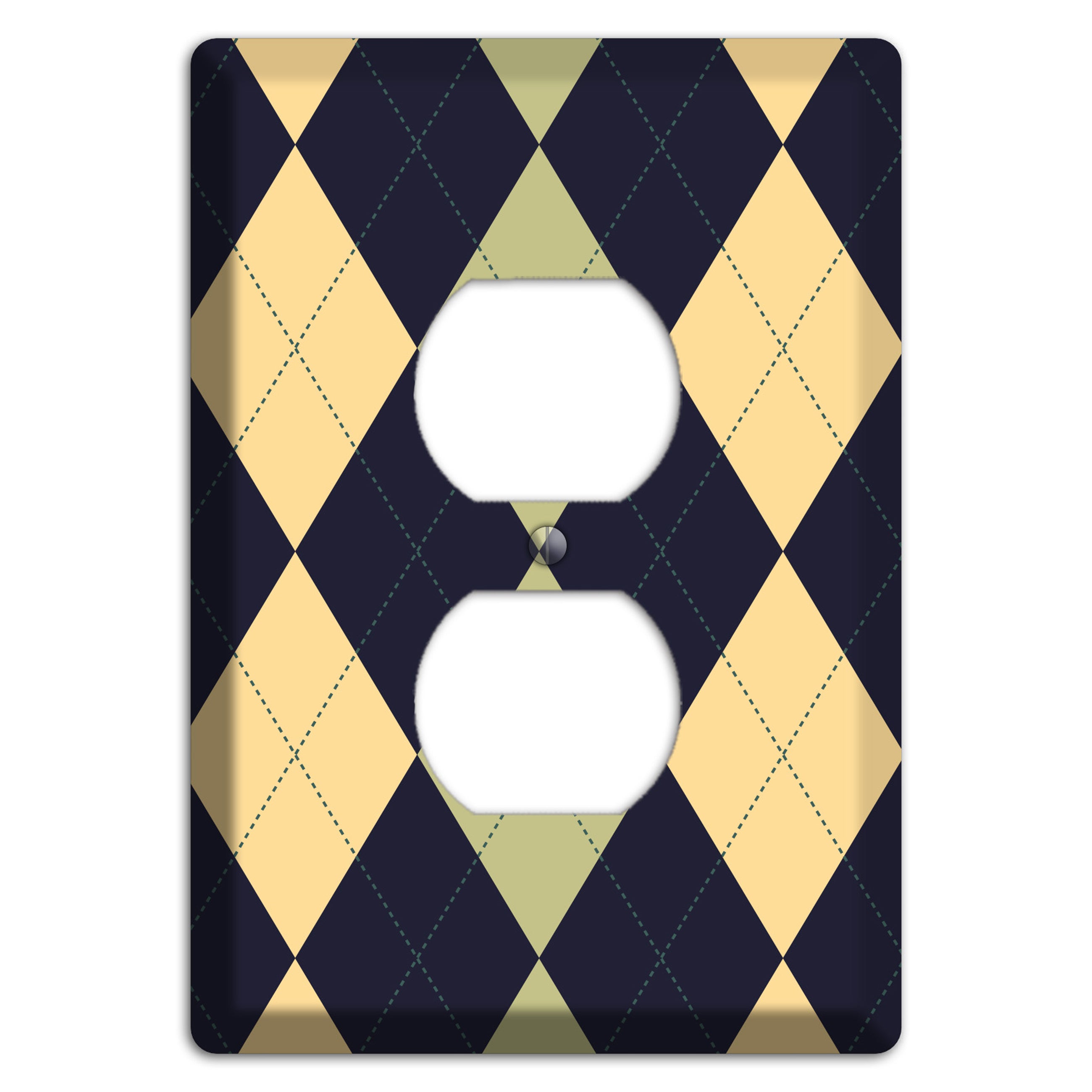 Yellow and Tan Argyle Duplex Outlet Wallplate