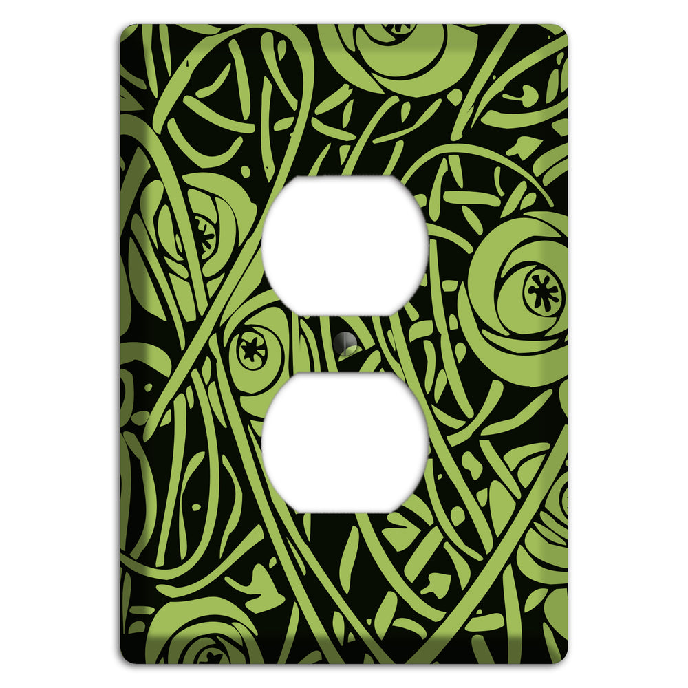 Green Deco Floral Duplex Outlet Wallplate