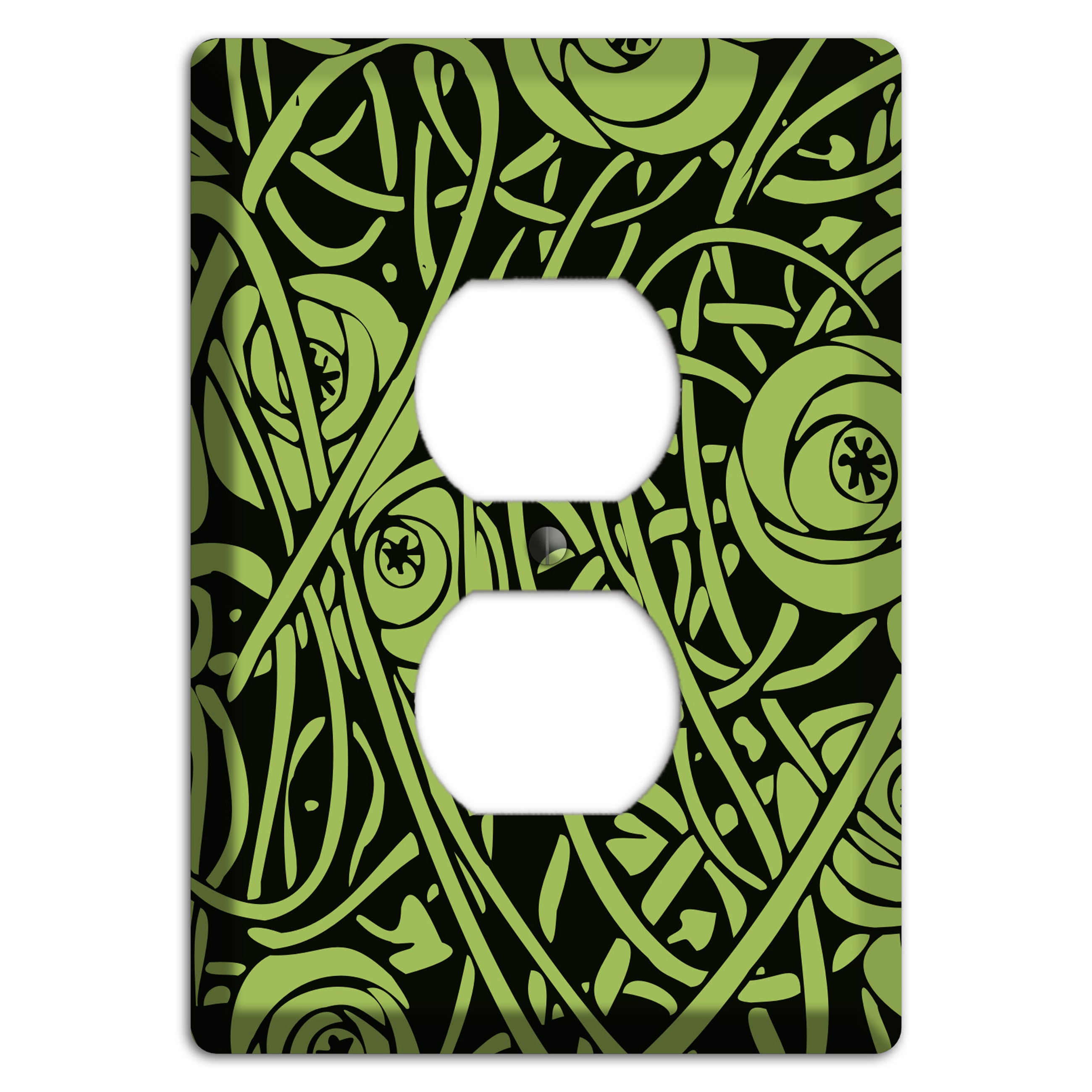 Green Deco Floral Duplex Outlet Wallplate