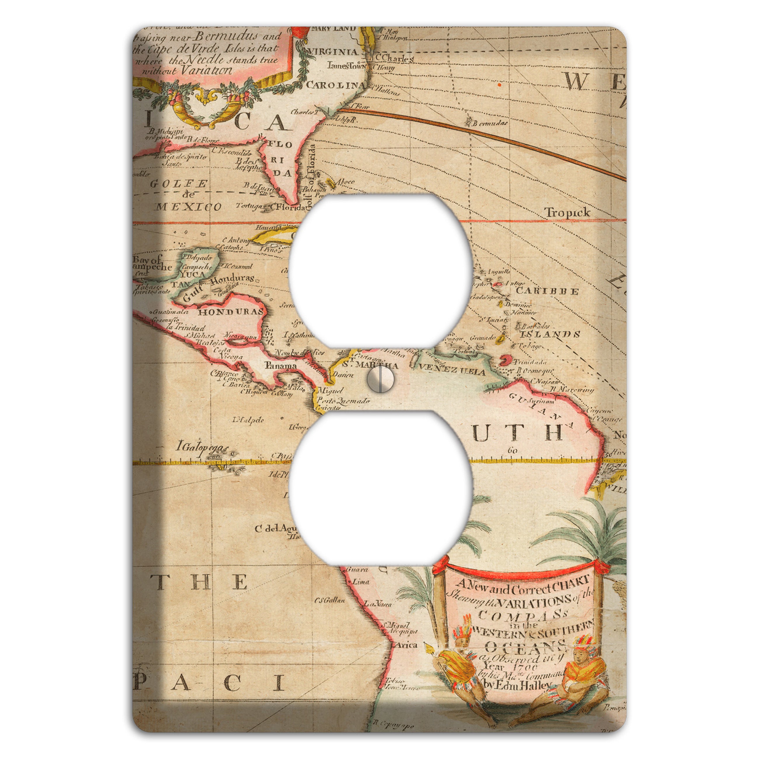 Map of Latin America Duplex Outlet Wallplate