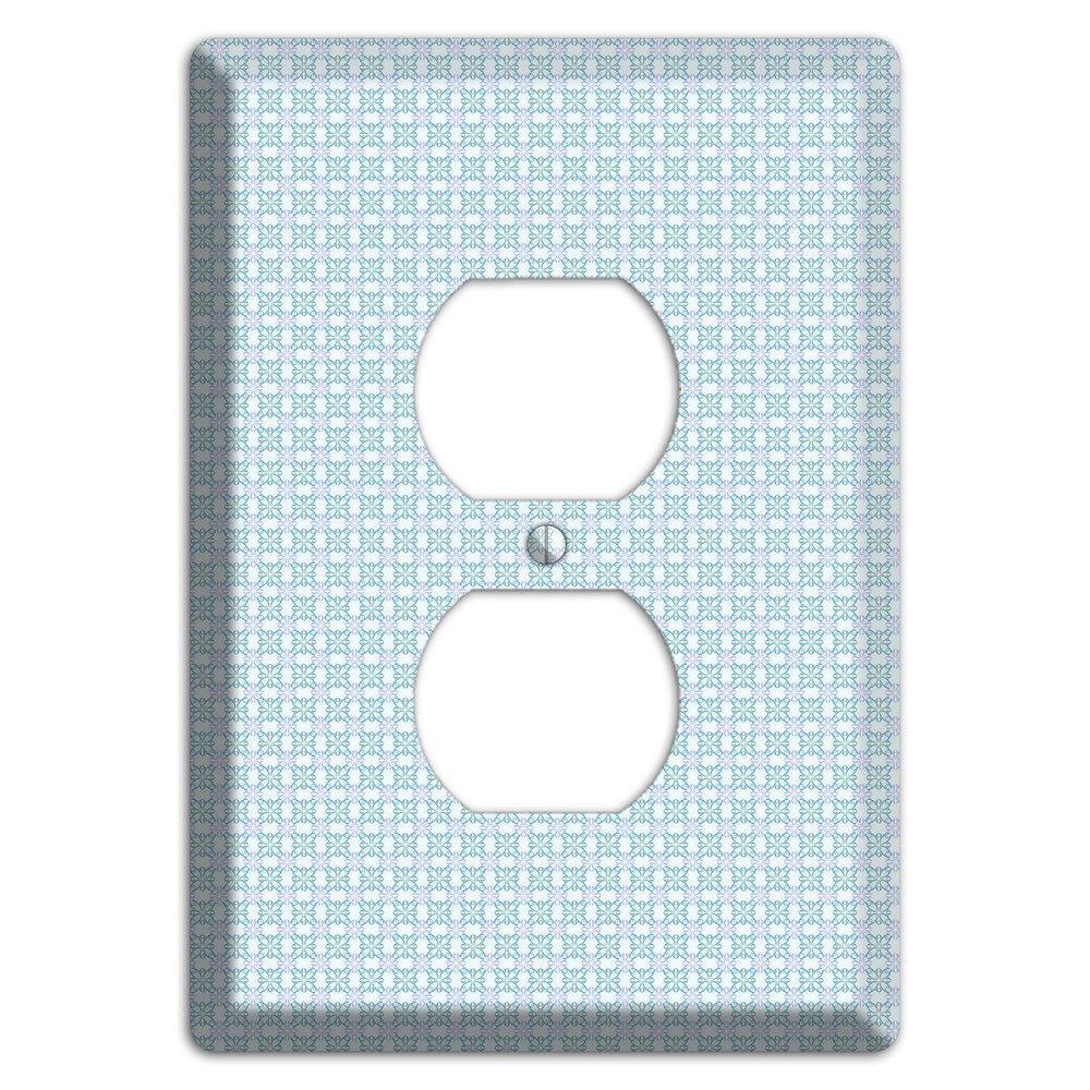 Light Blue and Lavender Tiled Tiny Arabesque Duplex Outlet Wallplate