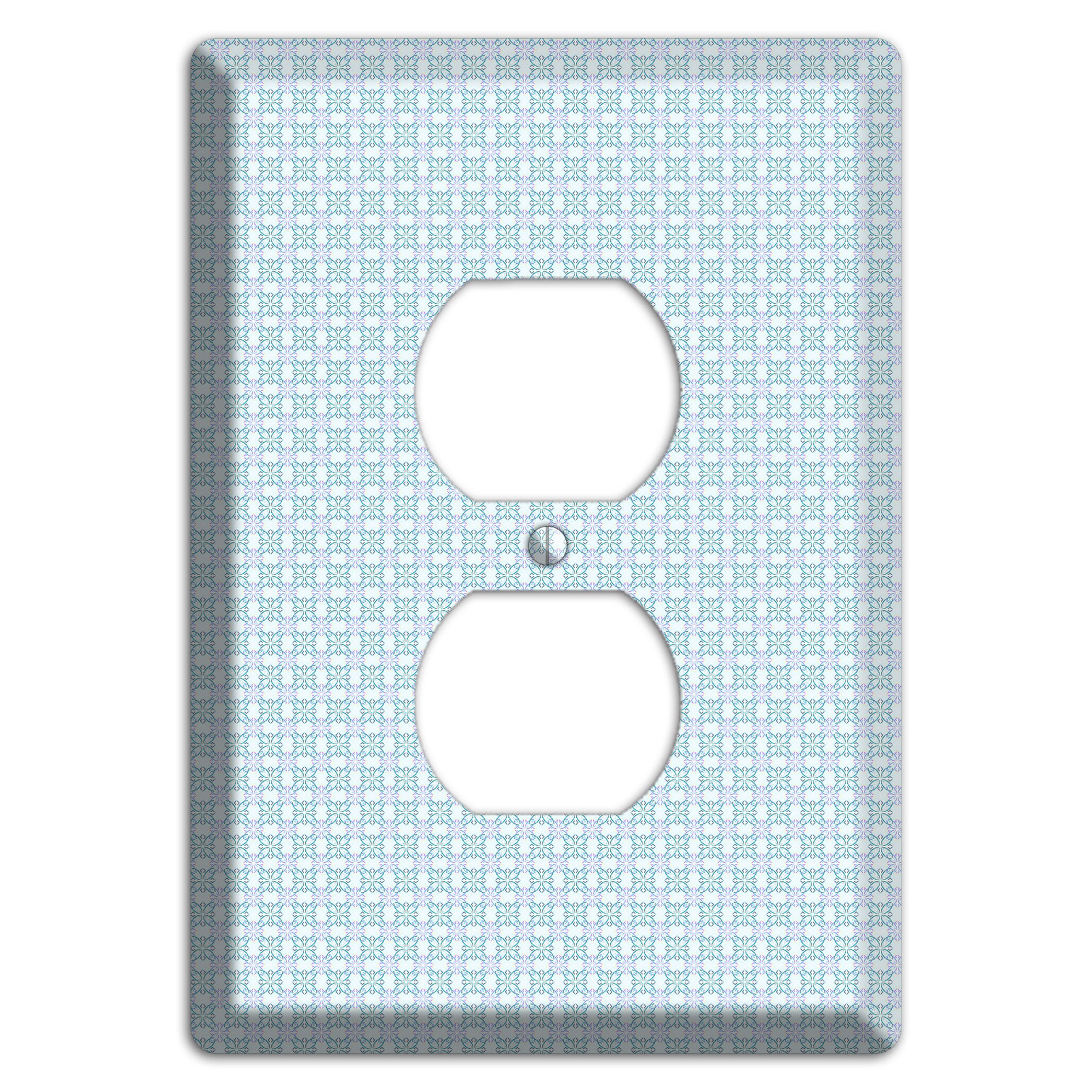 Light Blue and Lavender Tiled Tiny Arabesque Duplex Outlet Wallplate