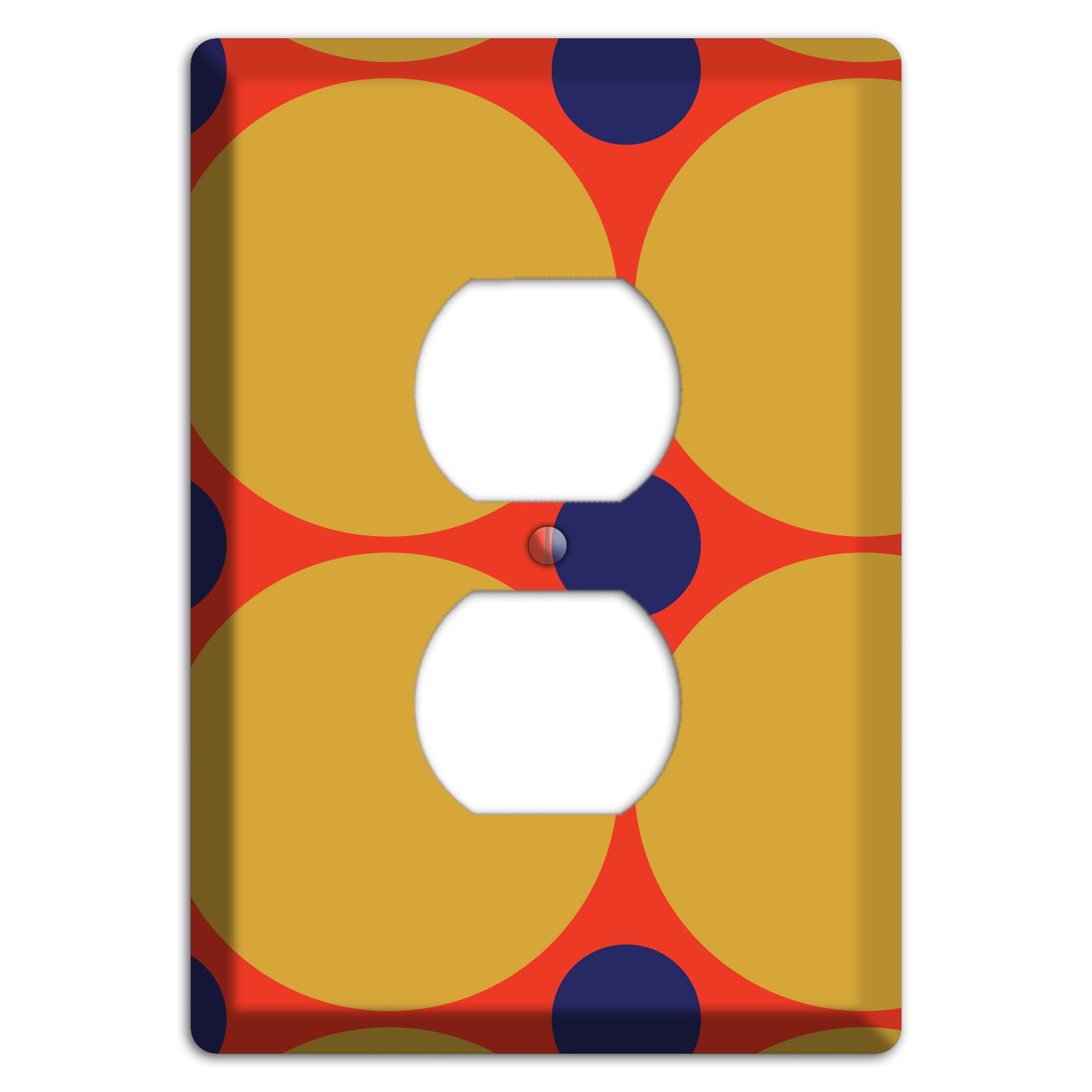 Red with Mustard and Blue Multi Tiled Large Dots Duplex Outlet Wallplate