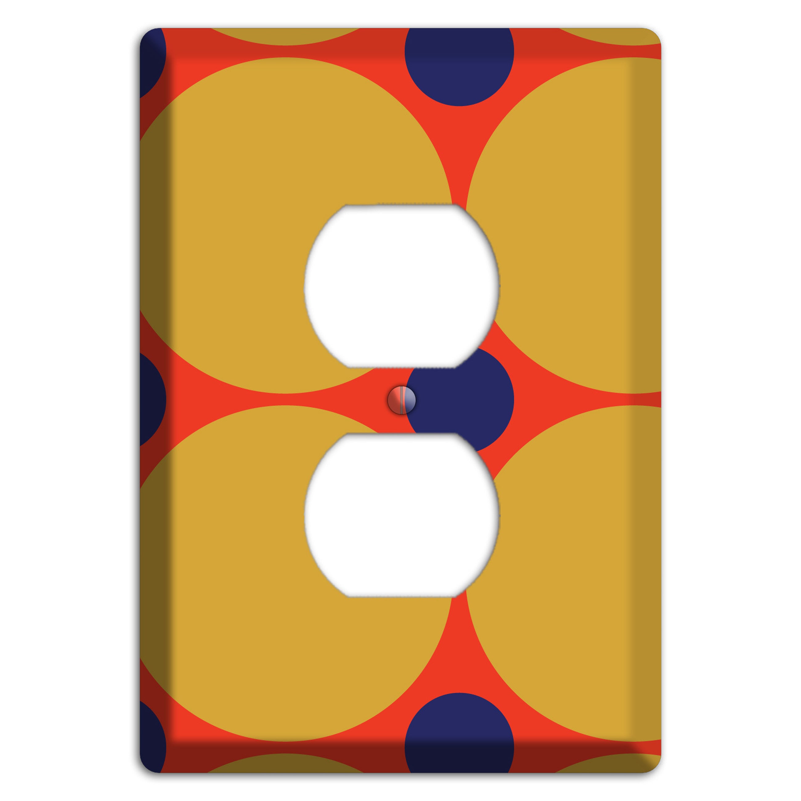 Red with Mustard and Blue Multi Tiled Large Dots Duplex Outlet Wallplate
