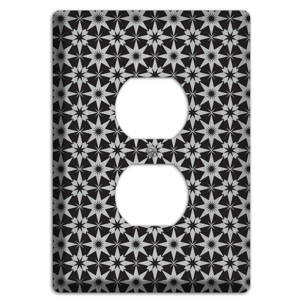 Black with Stainless Steel Foulard Duplex Outlet Wallplate