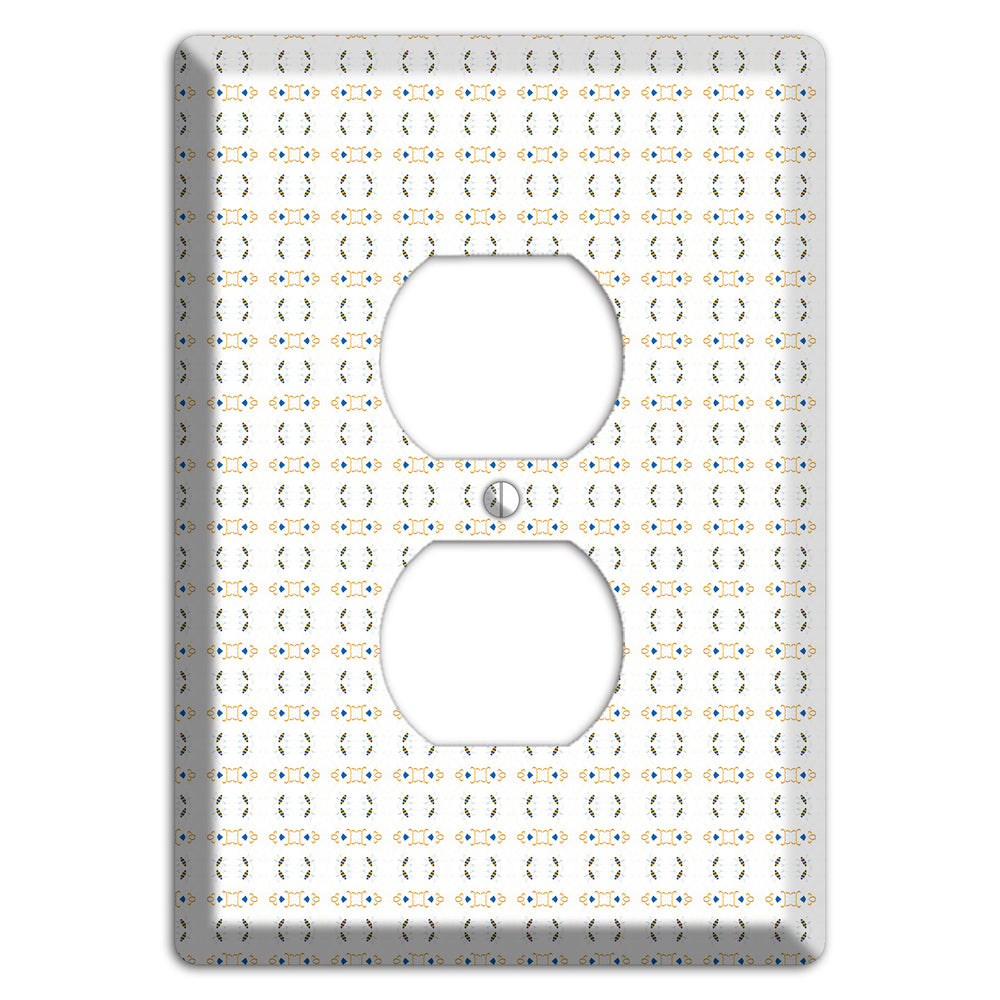 White with Grey and Olive Simple Geometric Duplex Outlet Wallplate