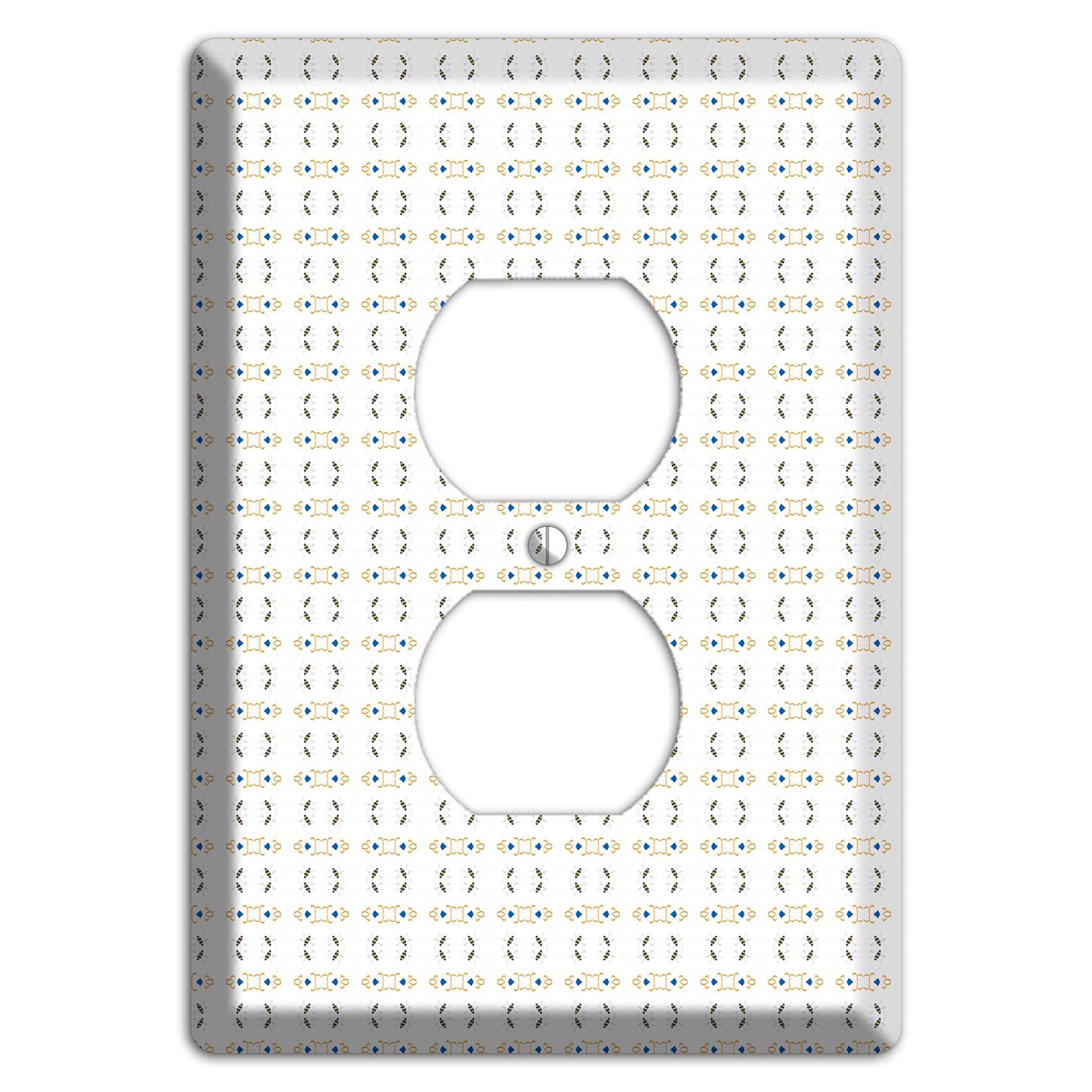 White with Grey and Olive Simple Geometric Duplex Outlet Wallplate