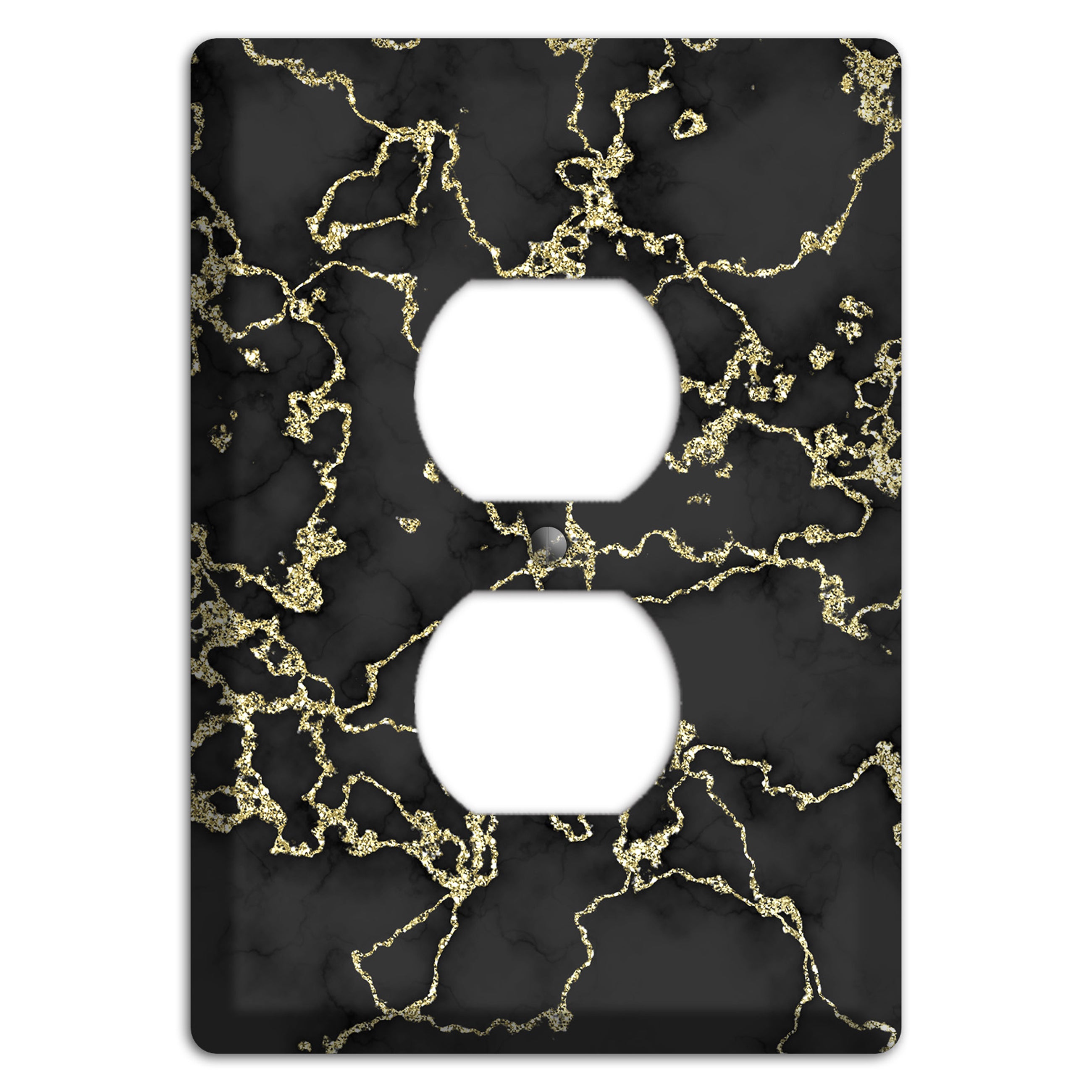 Black and Gold Marble Shatter Duplex Outlet Wallplate