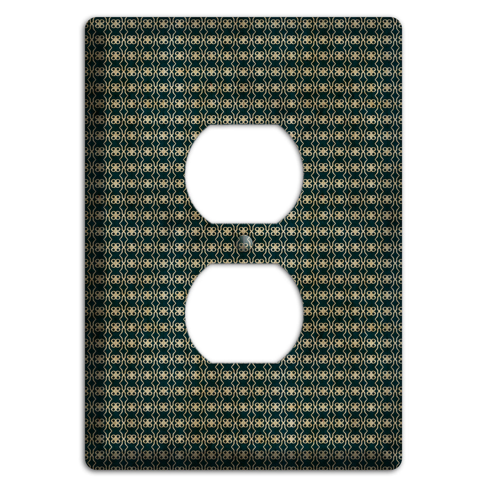 Dark Green Grunge Tiny Tiled Tapestry 2 Duplex Outlet Wallplate