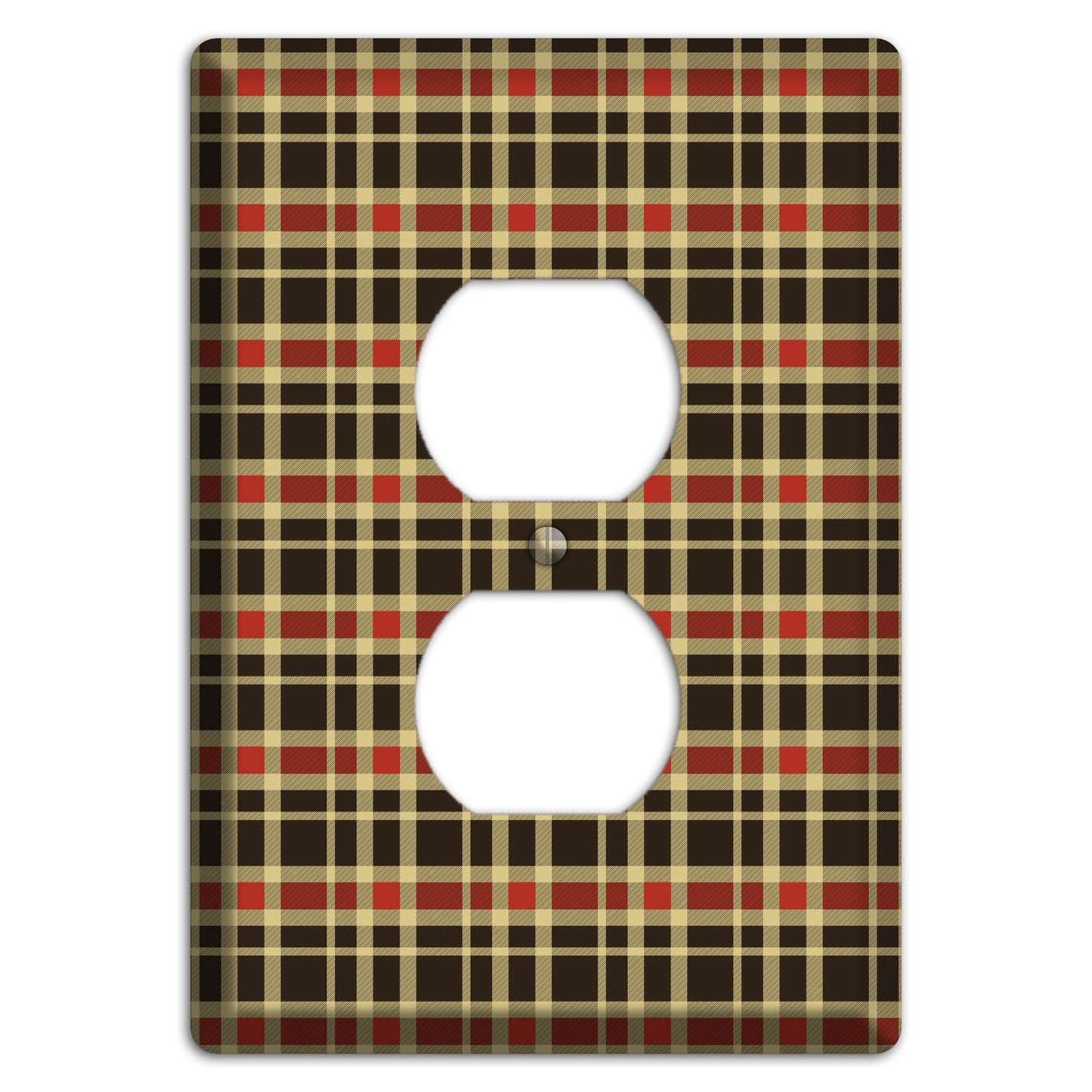 Maroon and Black Plaid Duplex Outlet Wallplate