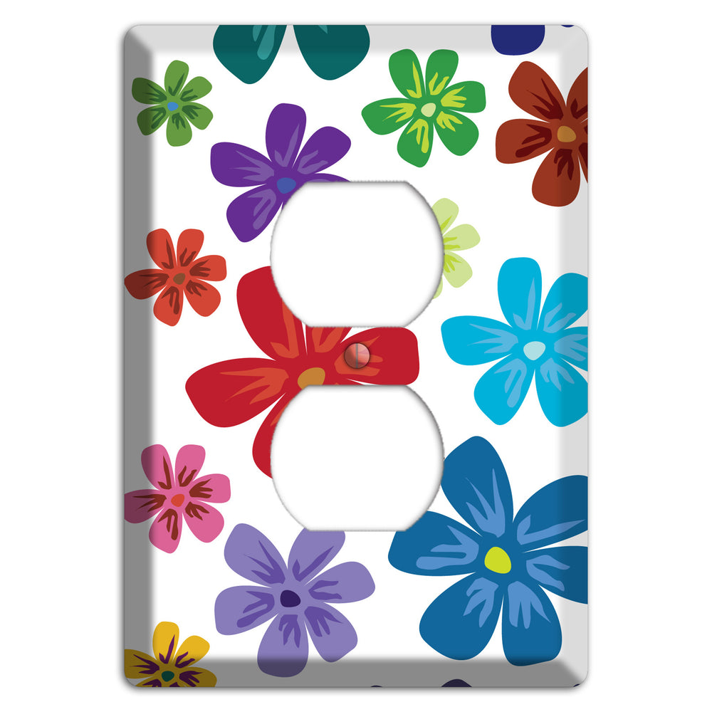 White Flowers Duplex Outlet Wallplate