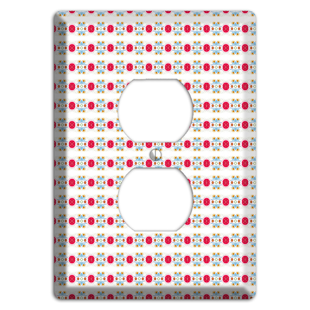 Off White with Red Blue Olive Tapestry Duplex Outlet Wallplate