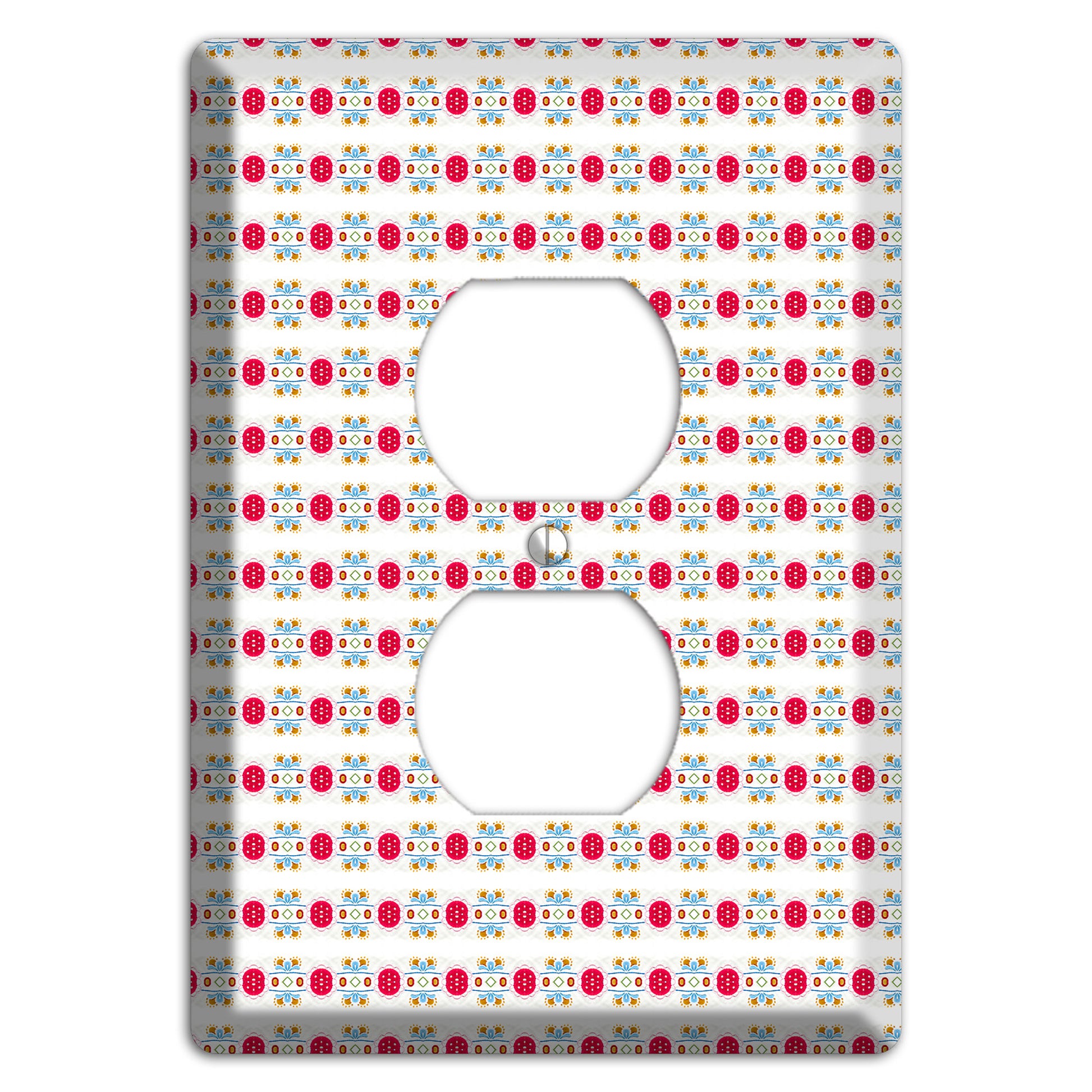 Off White with Red Blue Olive Tapestry Duplex Outlet Wallplate