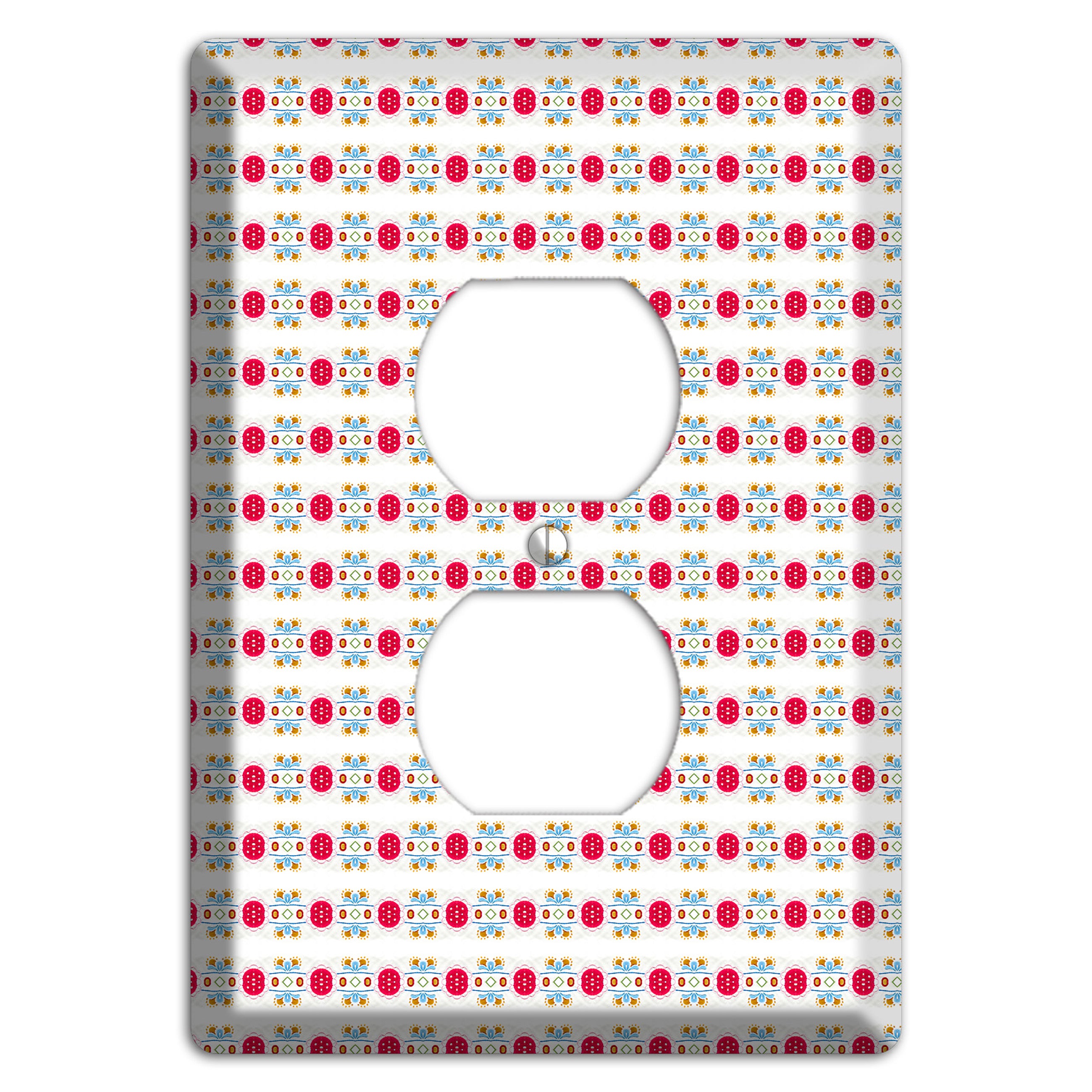 Off White with Red Blue Olive Tapestry Duplex Outlet Wallplate