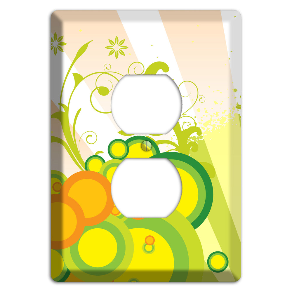 Green Yellow Orange Retro Sprig Duplex Outlet Wallplate