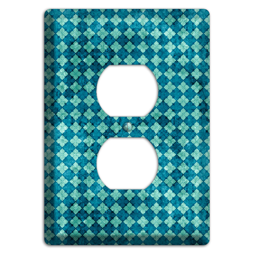 Turquoise Grunge Diamond Duplex Outlet Wallplate