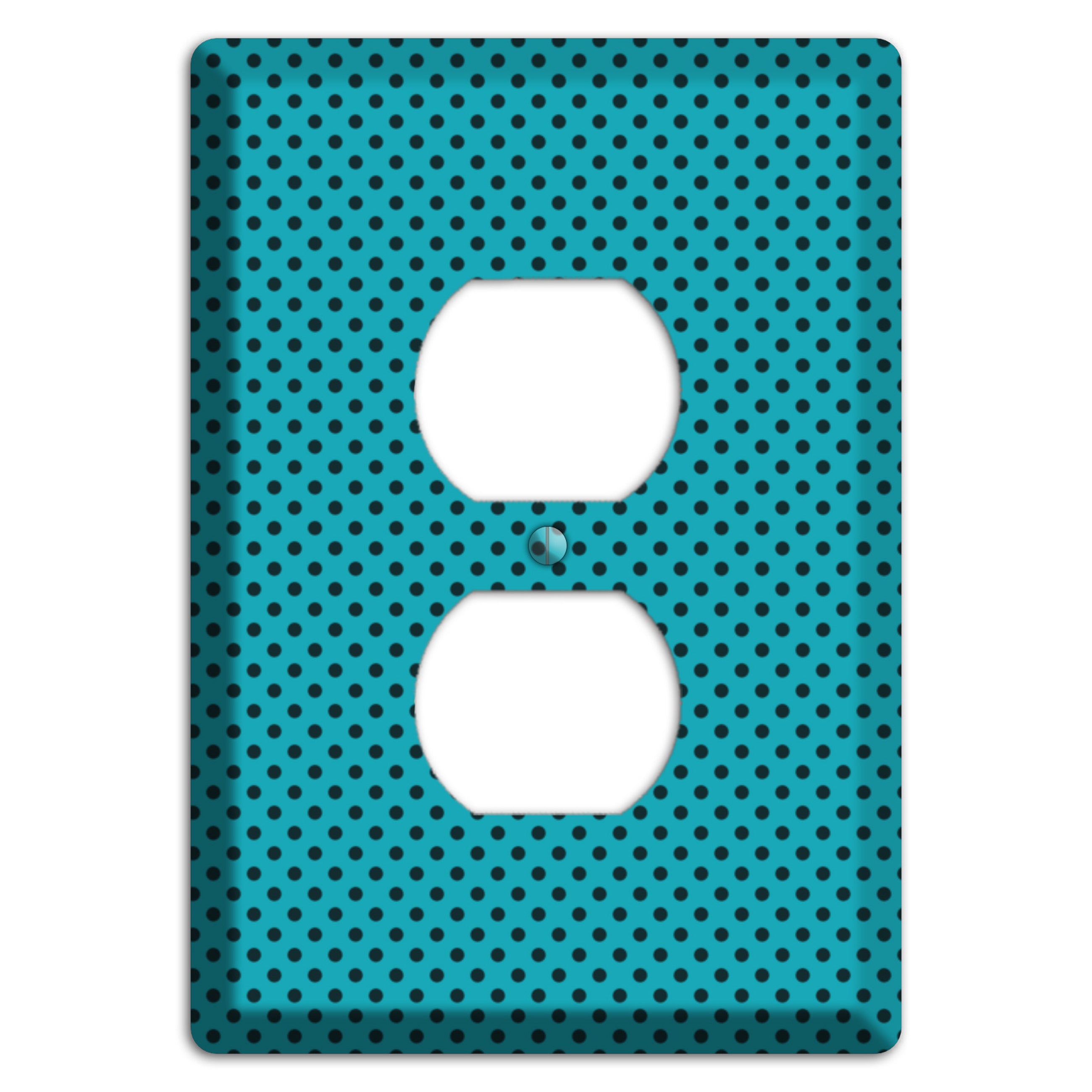 Turquoise with Polka Dots Duplex Outlet Wallplate
