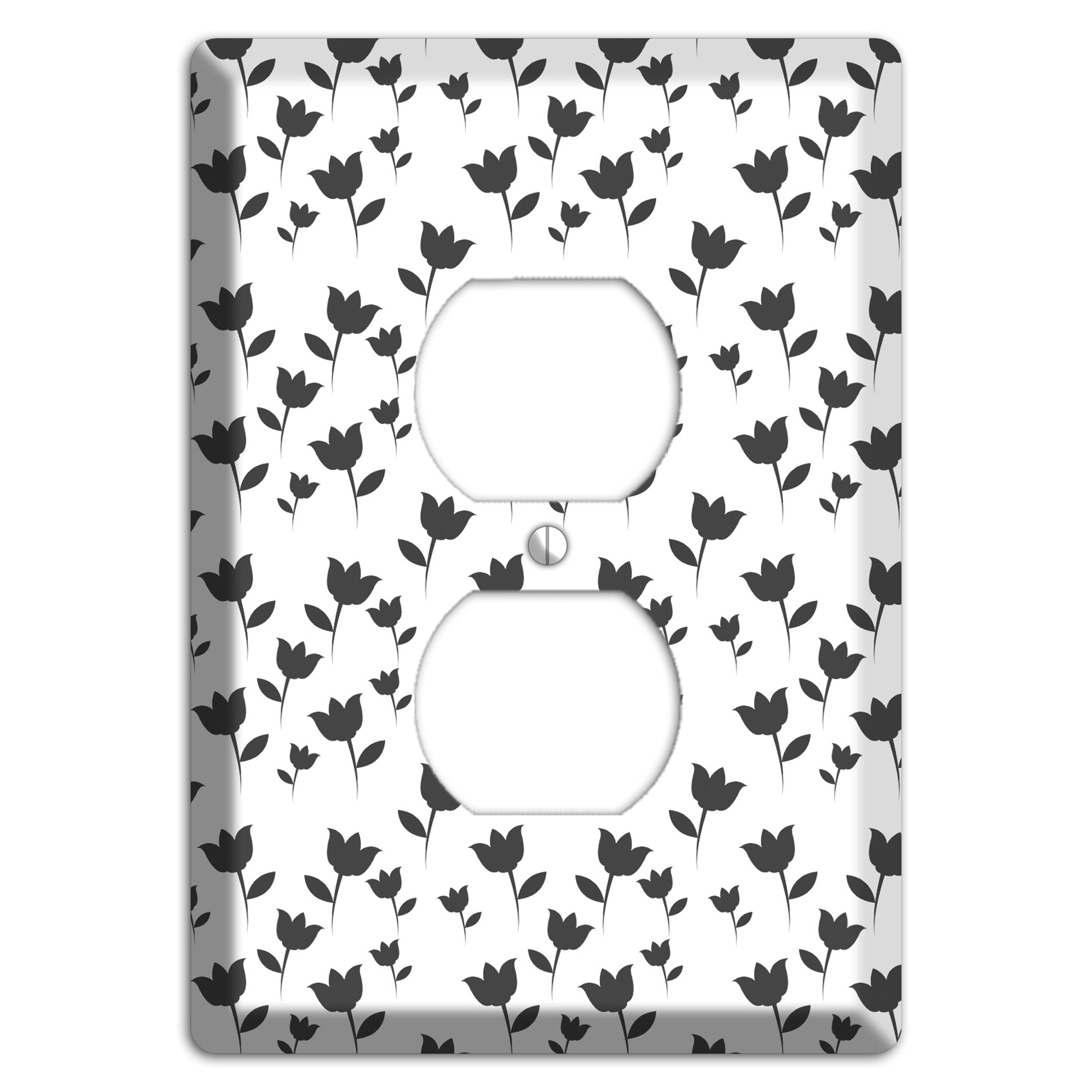 Black and White Tulips Duplex Outlet Wallplate