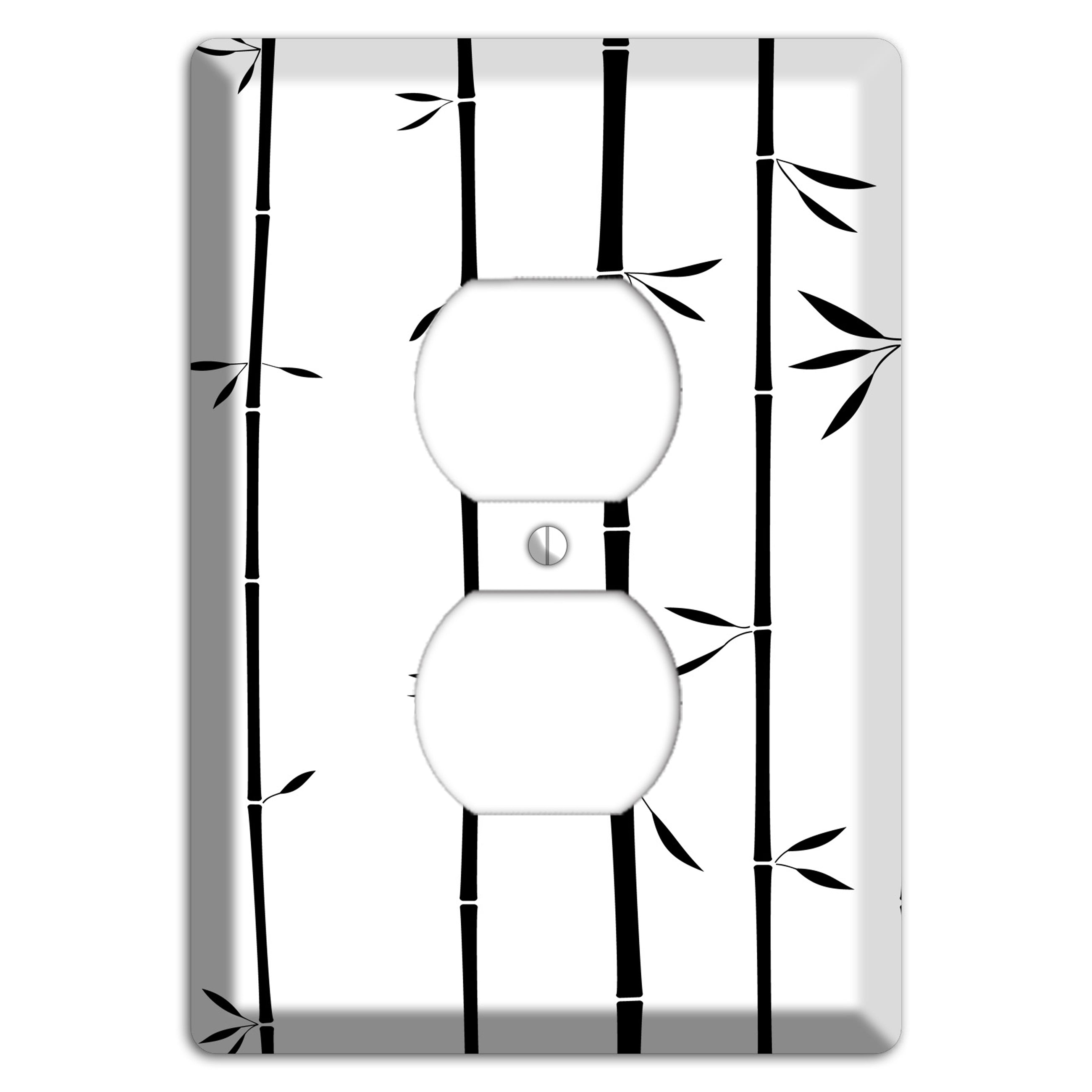 Black and White Bamboo Duplex Outlet Wallplate