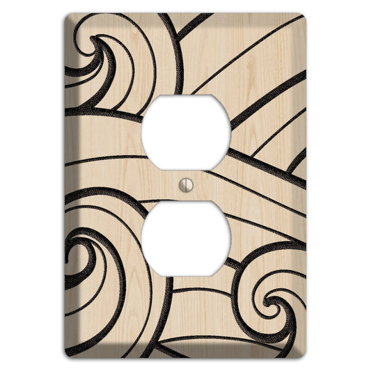 Abstract Curl Wood Lasered Duplex Outlet Wallplate