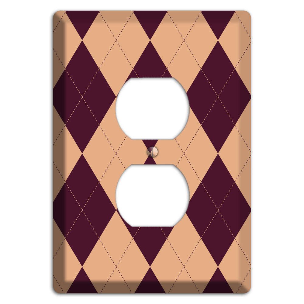 Purple and Beige Argyle Duplex Outlet Wallplate