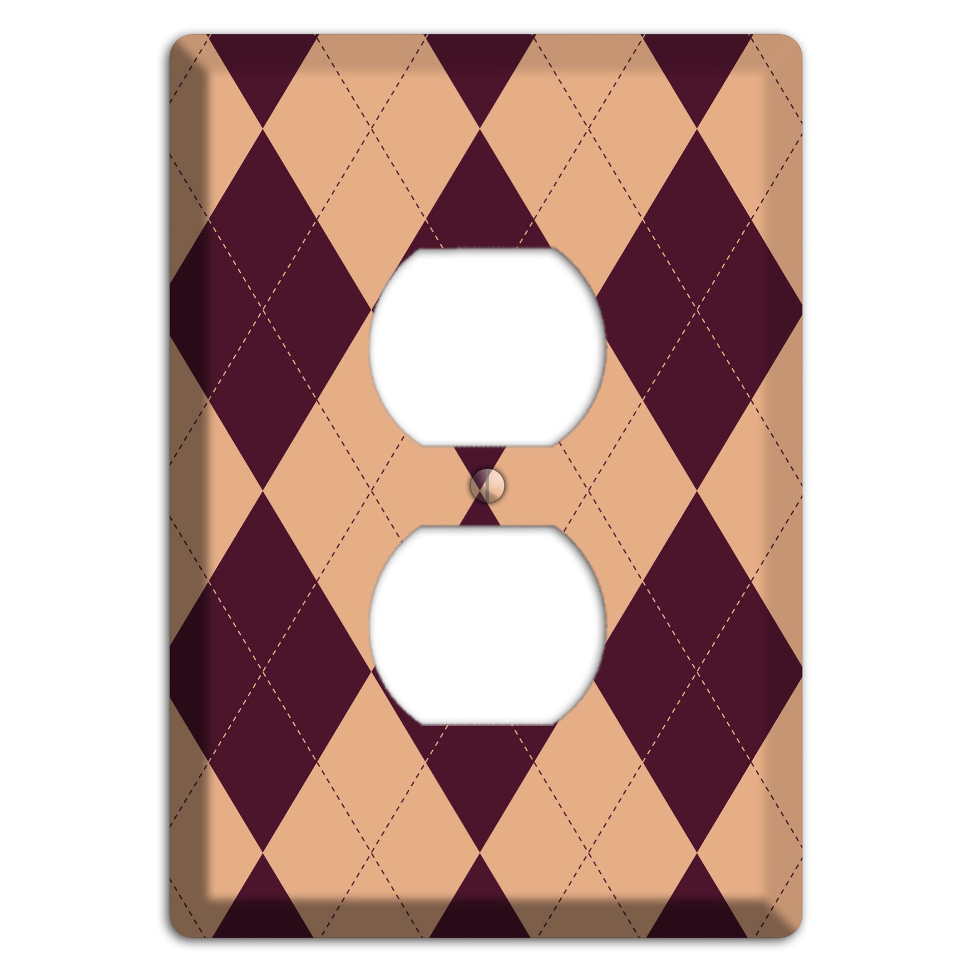 Purple and Beige Argyle Duplex Outlet Wallplate