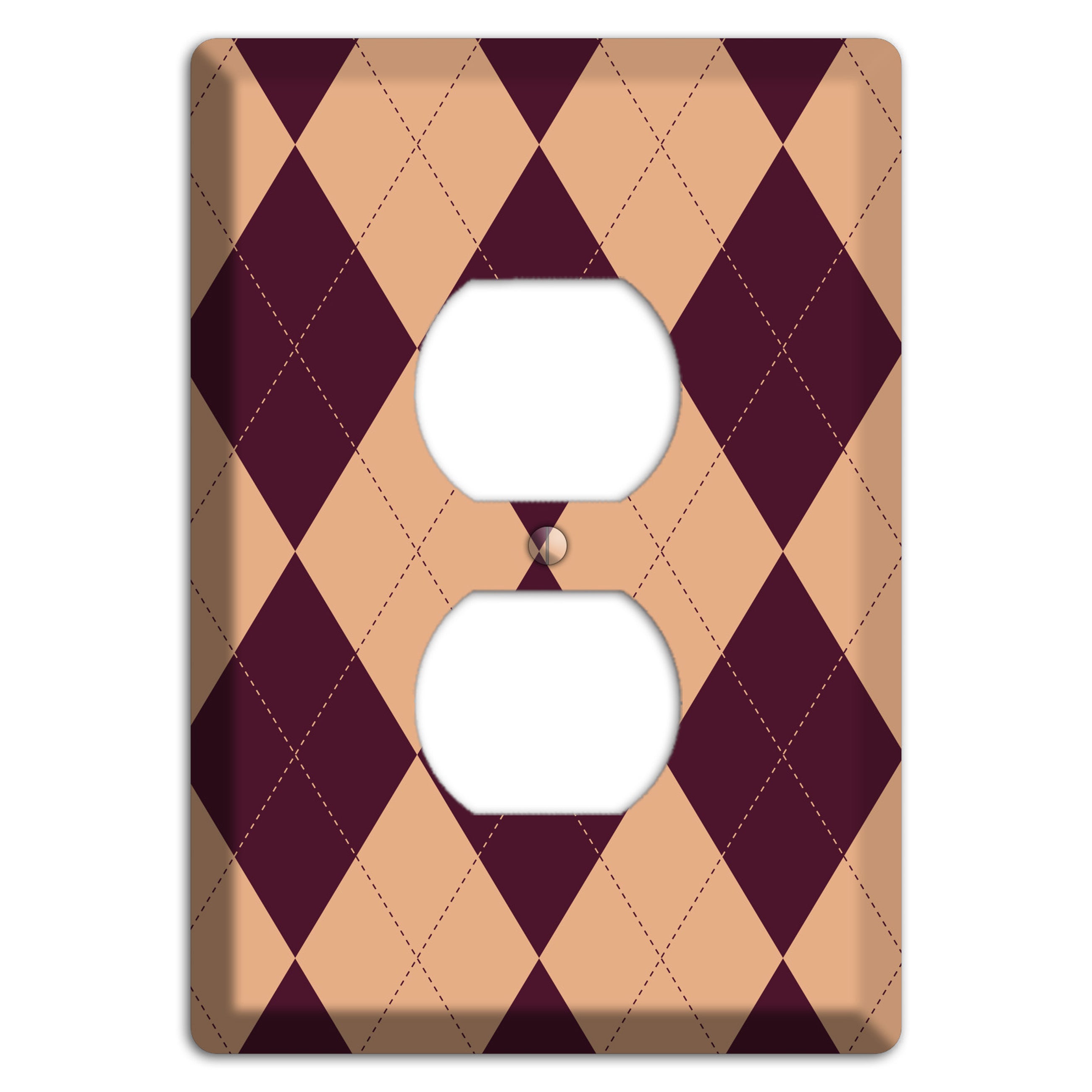 Purple and Beige Argyle Duplex Outlet Wallplate